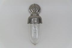 Lovely and Rare Art Deco Outdoor Nickel-Plated and Glass Arc Wall Lamp, Austria