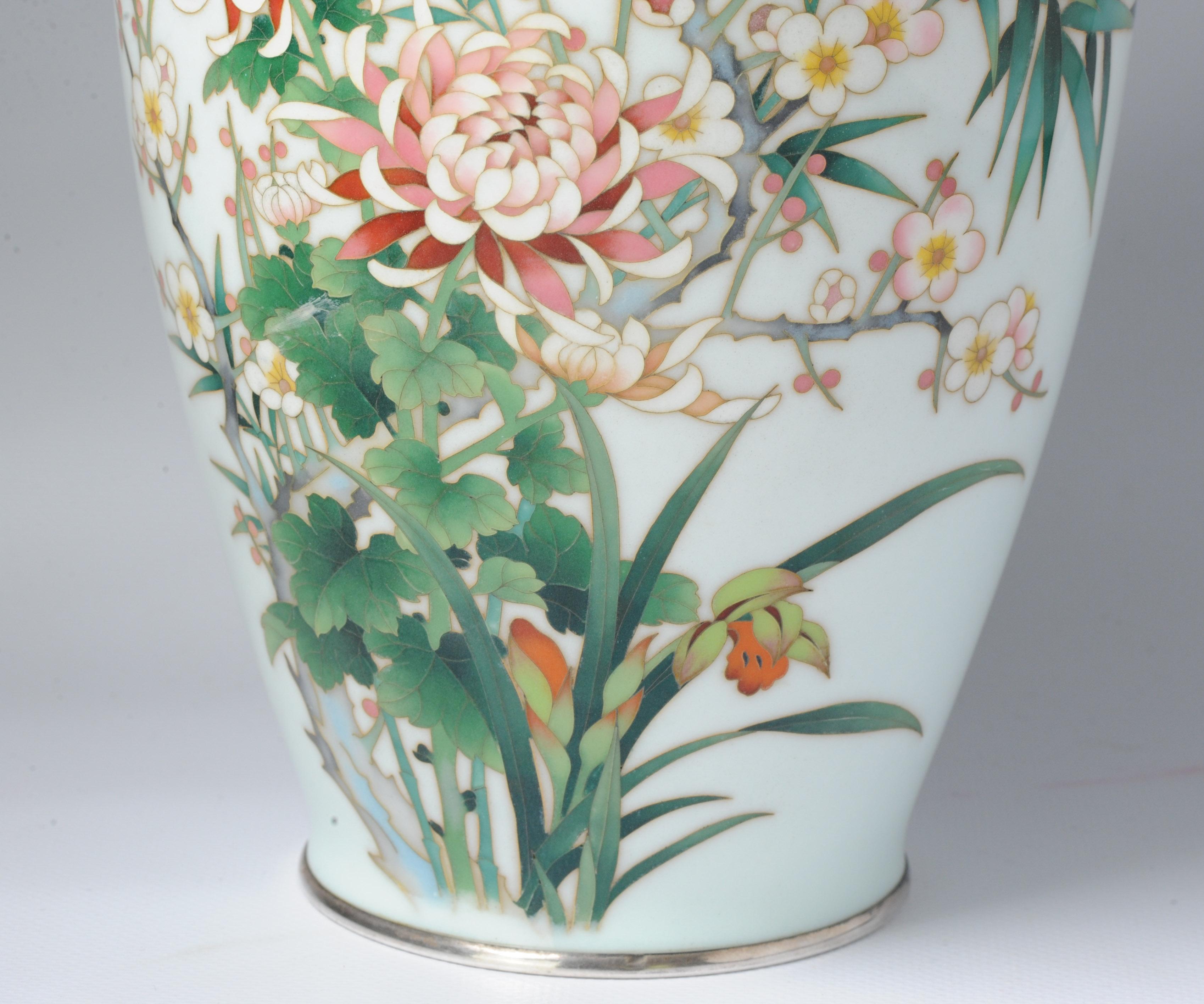 Lovely Ando Jubei Early 20th C Antique Period Japanese Vase Flower Cloisonne For Sale 4
