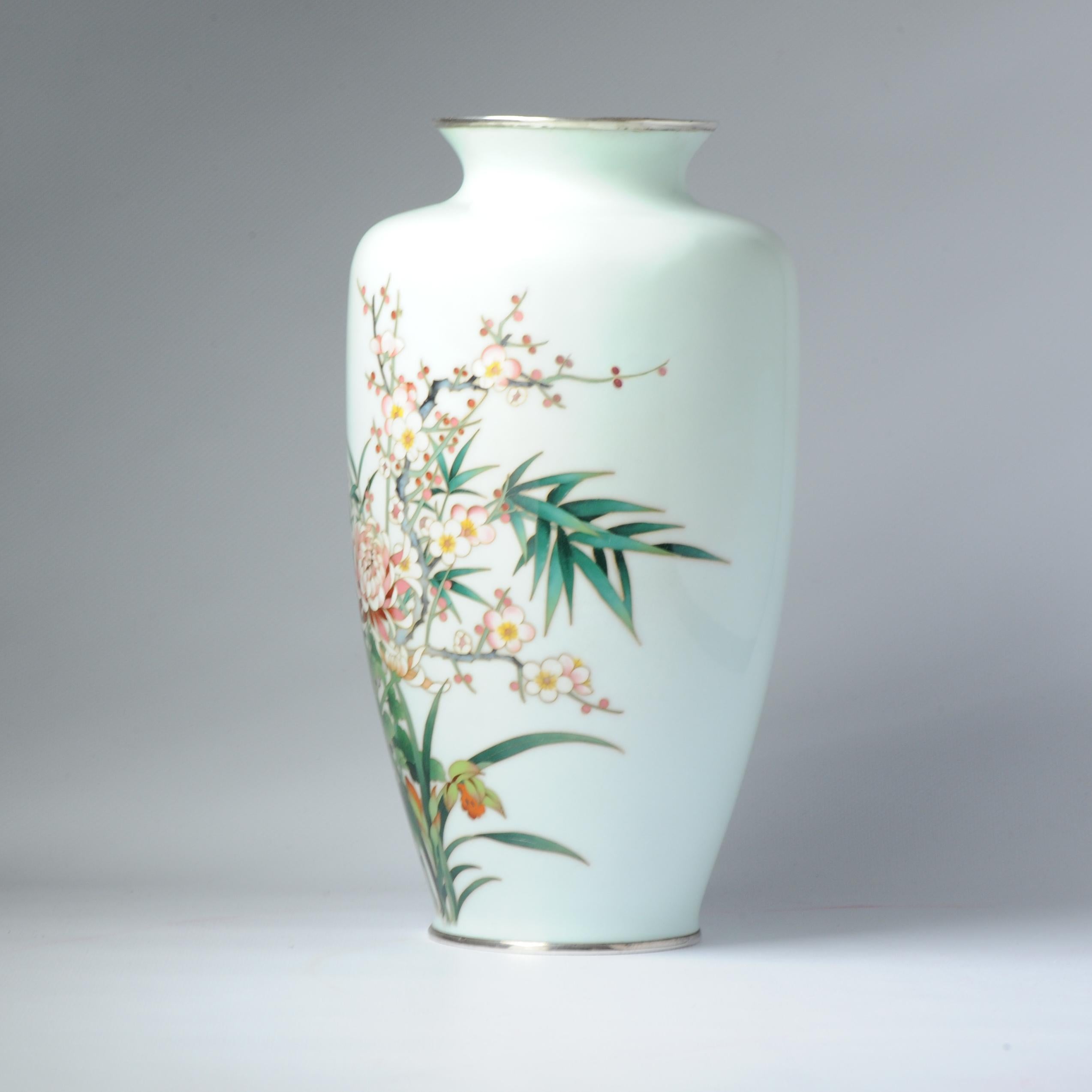 Meiji Lovely Ando Jubei Early 20th C Antique Period Japanese Vase Flower Cloisonne For Sale