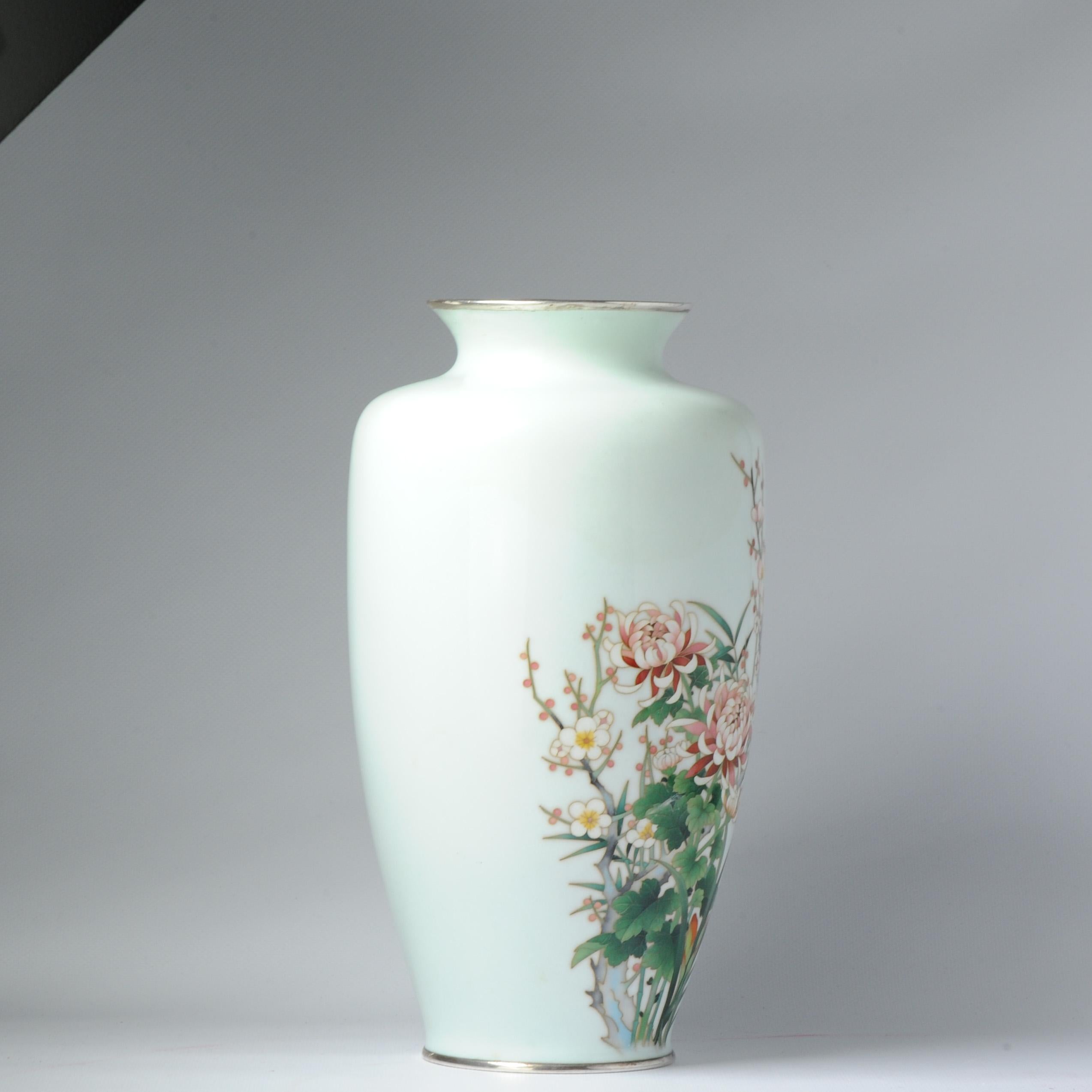 Porcelain Lovely Ando Jubei Early 20th C Antique Period Japanese Vase Flower Cloisonne For Sale