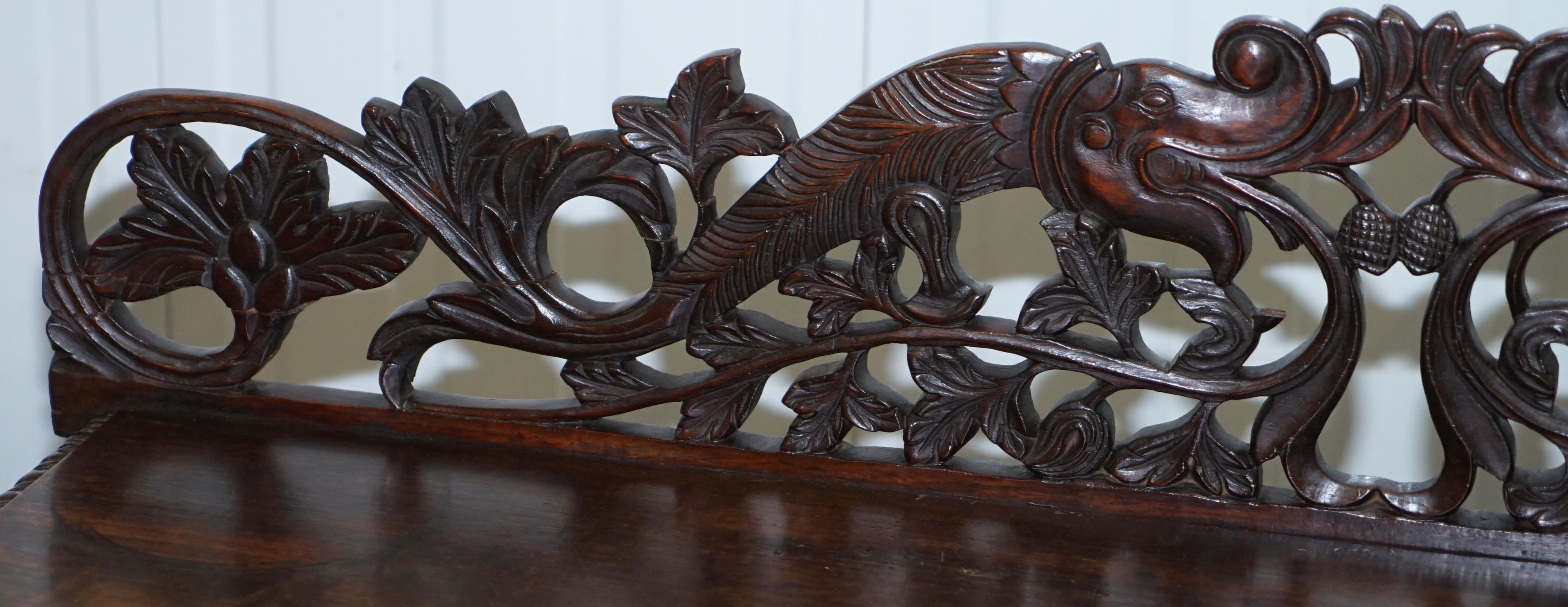 East Asian Lovely Anglo Burmese 19th Century Hand Carved Sideboard with Drawers & Cupboards For Sale