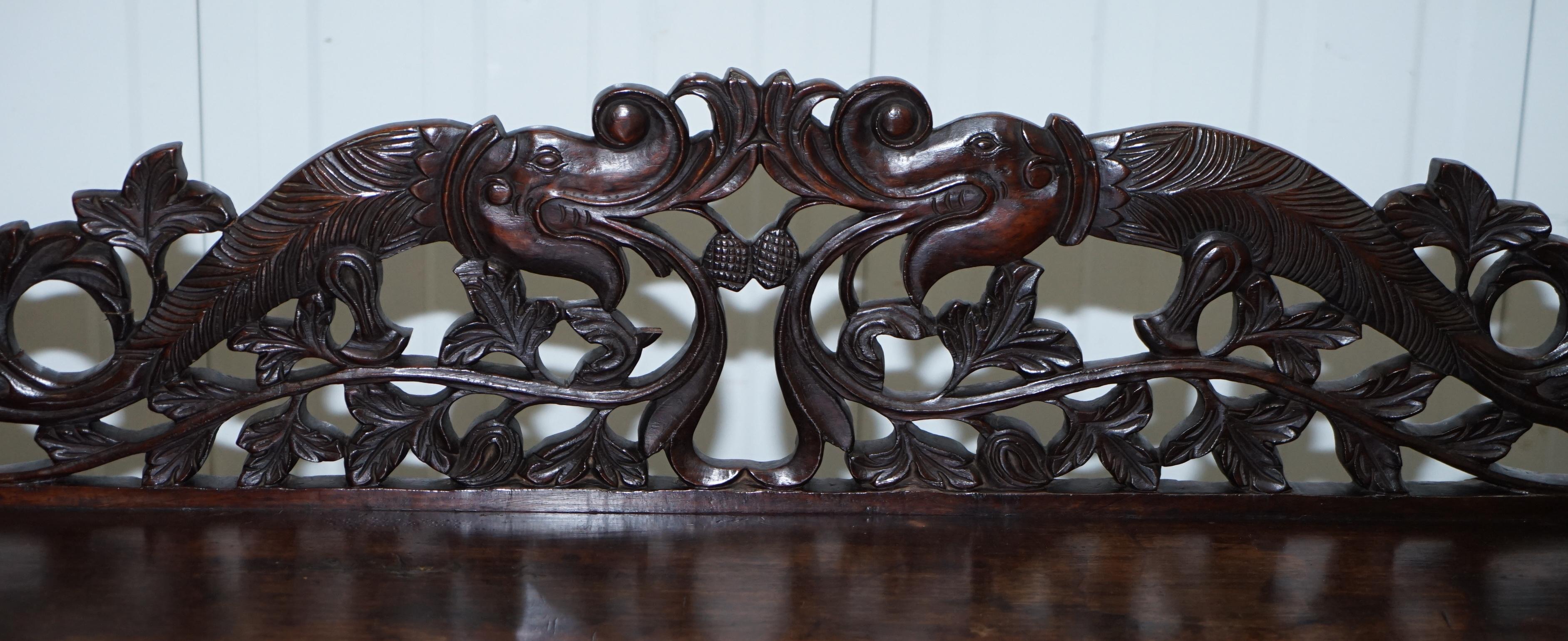 Hand-Carved Lovely Anglo Burmese 19th Century Hand Carved Sideboard with Drawers & Cupboards For Sale