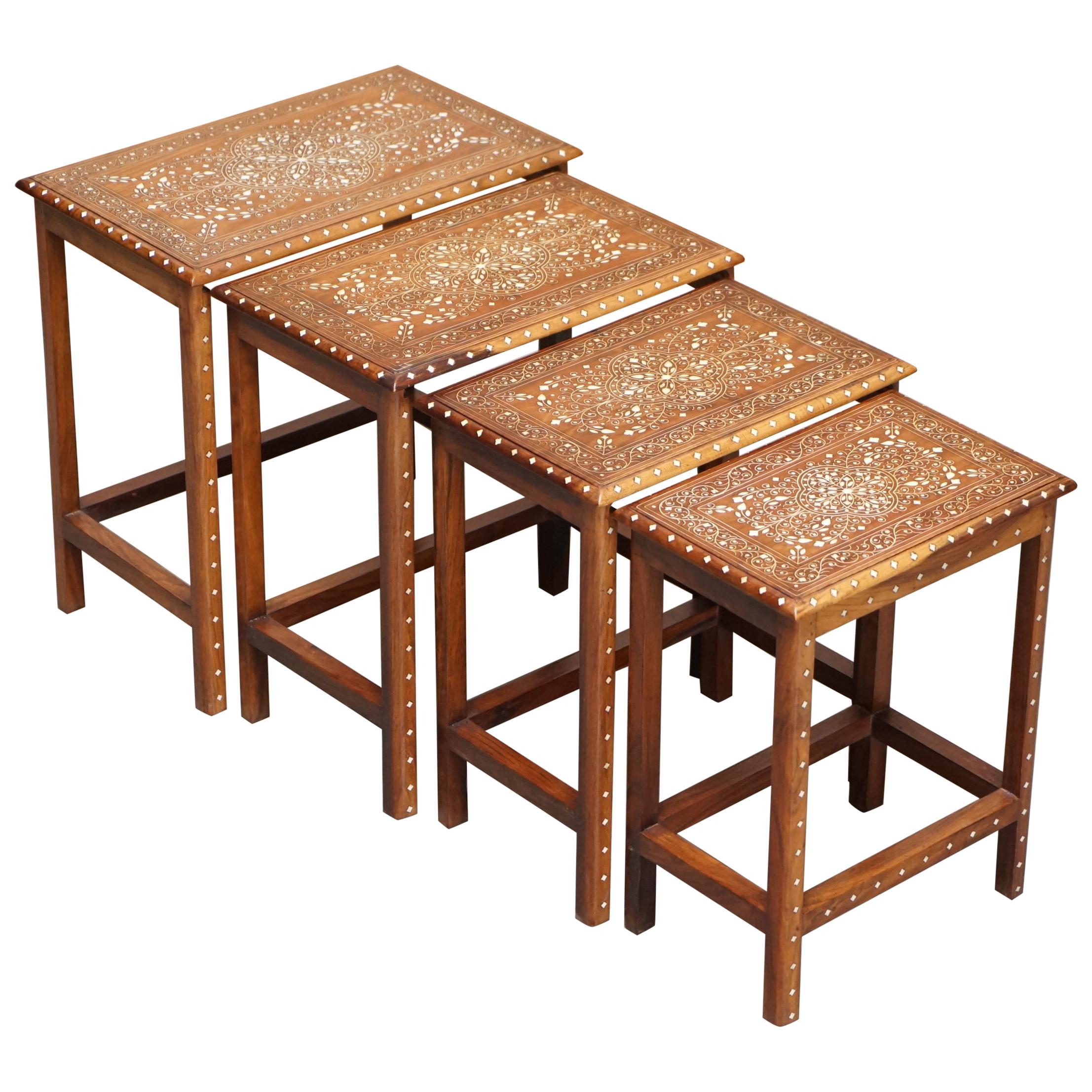 Erno Fabry Nest of Tables with Exotic Wood Inlay at 1stDibs