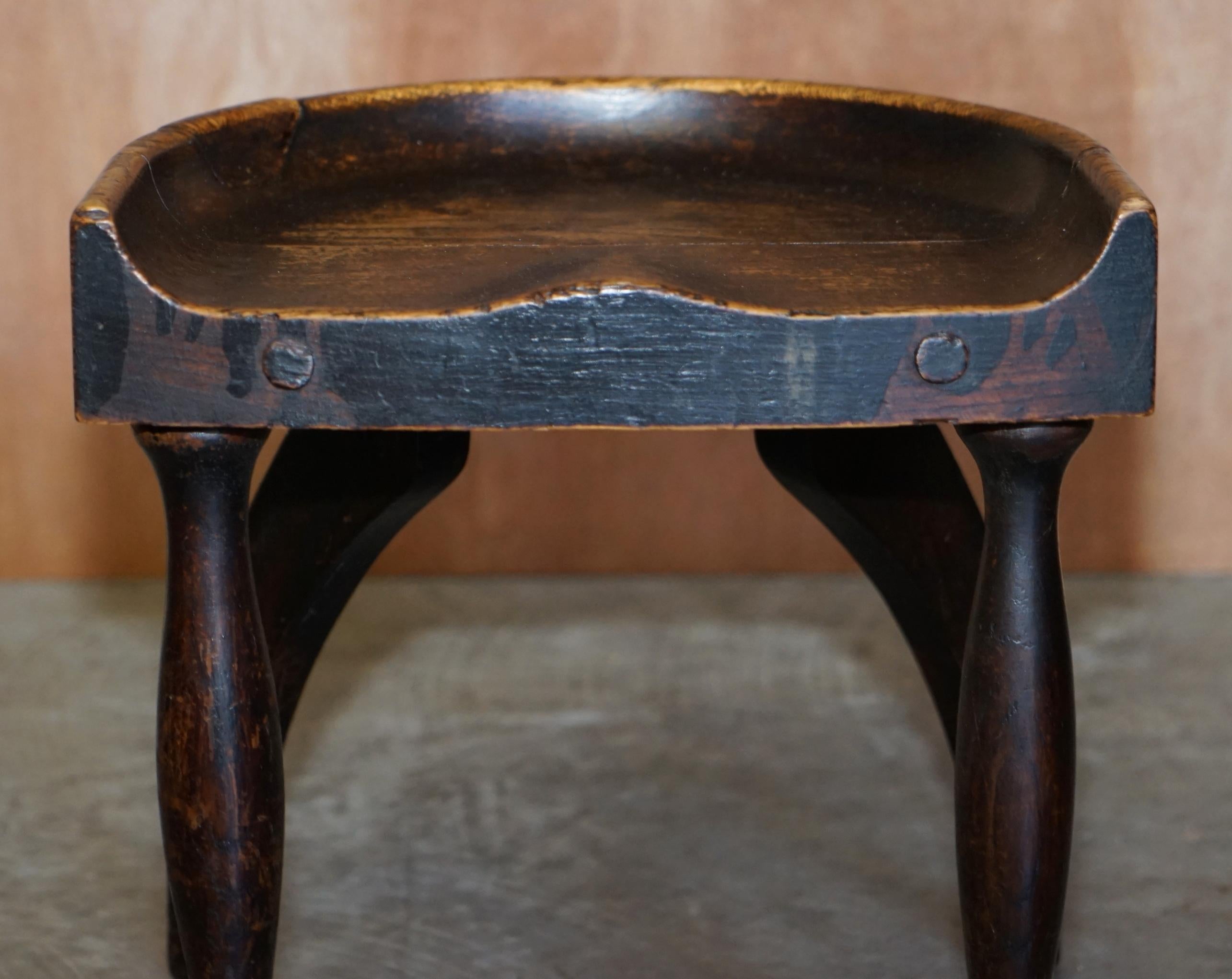 Late 19th Century Lovely Antique 1880 Dowel Jointed Oak Liberty's London Style Curved Base Stool