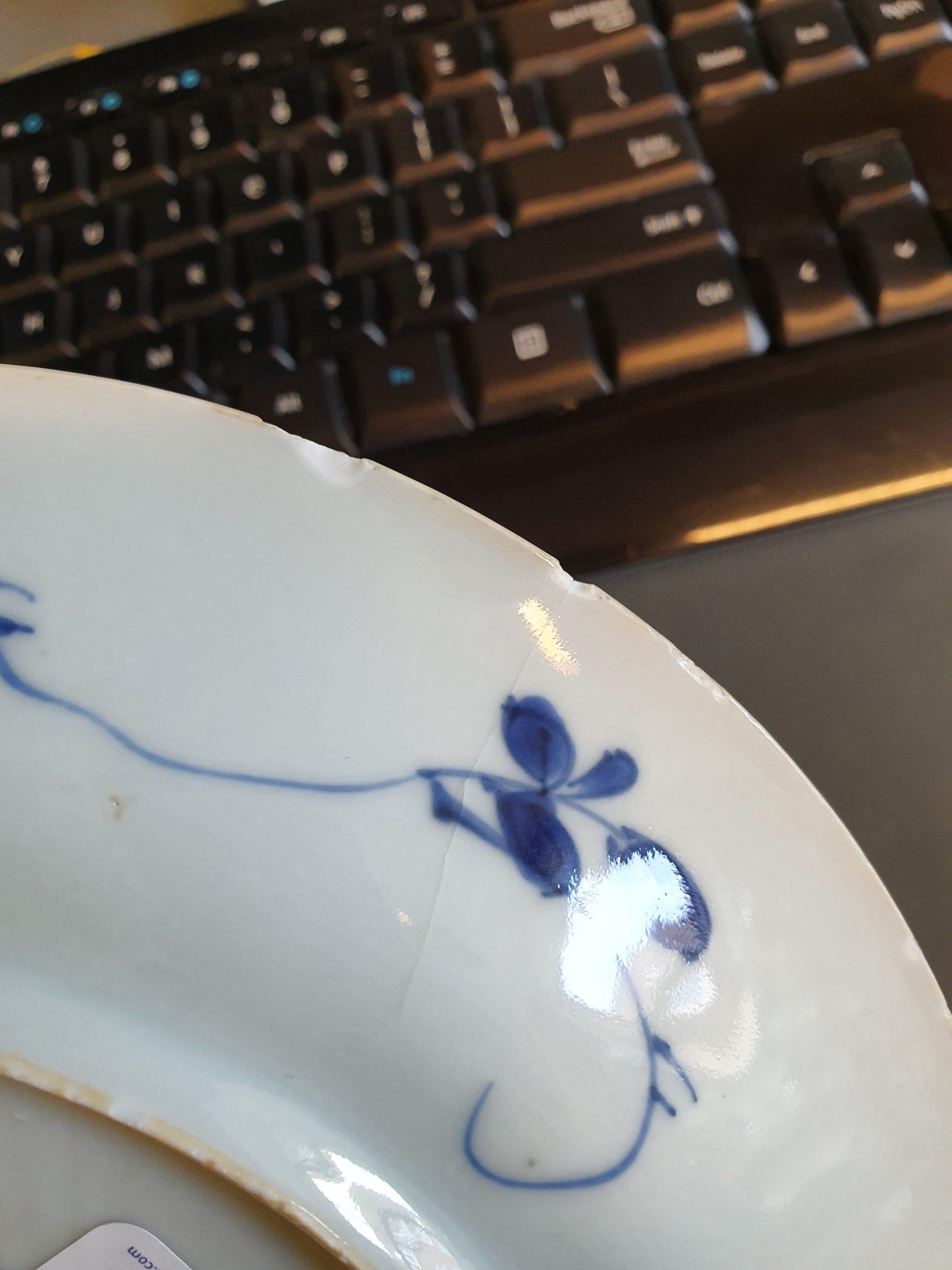 Lovely Antique Blue white Dish Lotus Ducks Qing Chinese Porcelain Ch For Sale 6