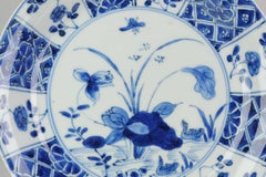 Lovely Antique Blue white Dish Lotus Ducks Qing Chinese Porcelain Ch