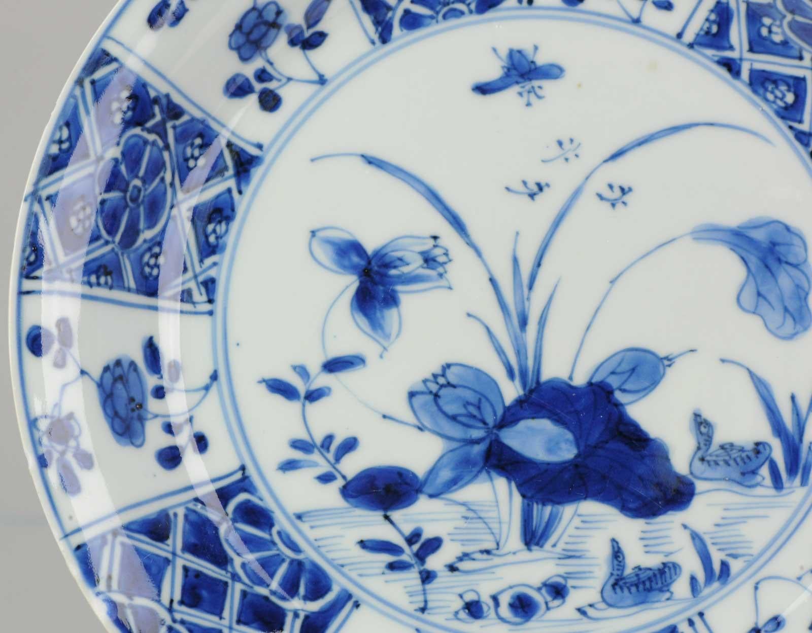 Schöne antike blau-weiße Schale Lotus Enten Qing Chinesisches Porzellan Ch im Angebot 1