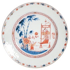 Lovely Antique 18C Imari Dish Qing Chinese Porcelain Lady on Swing Kangxi