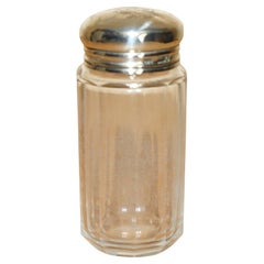 LOVELY Antique 1913 STERLING SiLVER & GLASS CRYSTAL THOMAS INGLETON TRINKET JAR