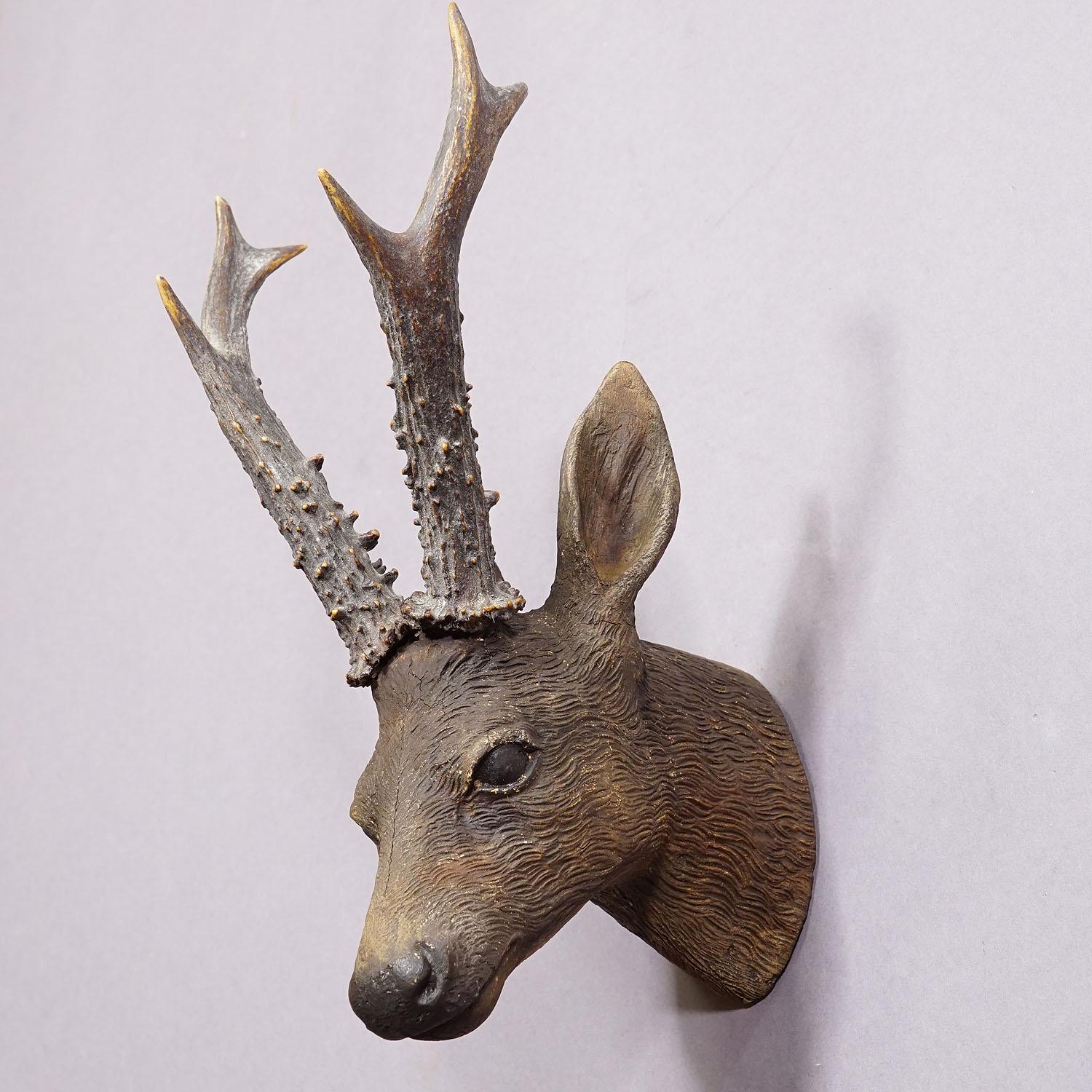 German Lovely Antique Black Forest Deer Head ca. 1900s