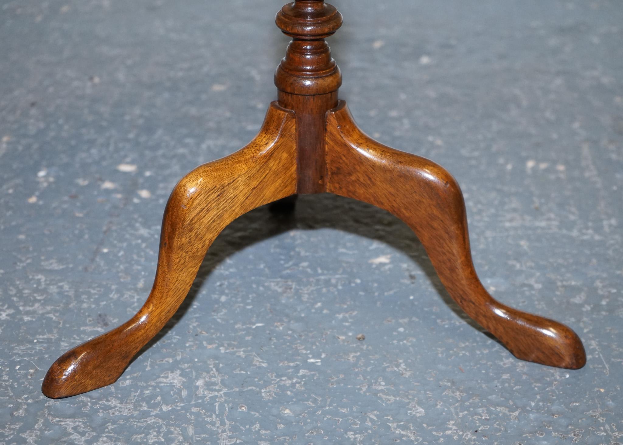 Hand-Crafted LOVELY ANTIQUE BROWN HARDWOOD BROWN LEATHER TOP SiDE END PLANT TABLE  For Sale