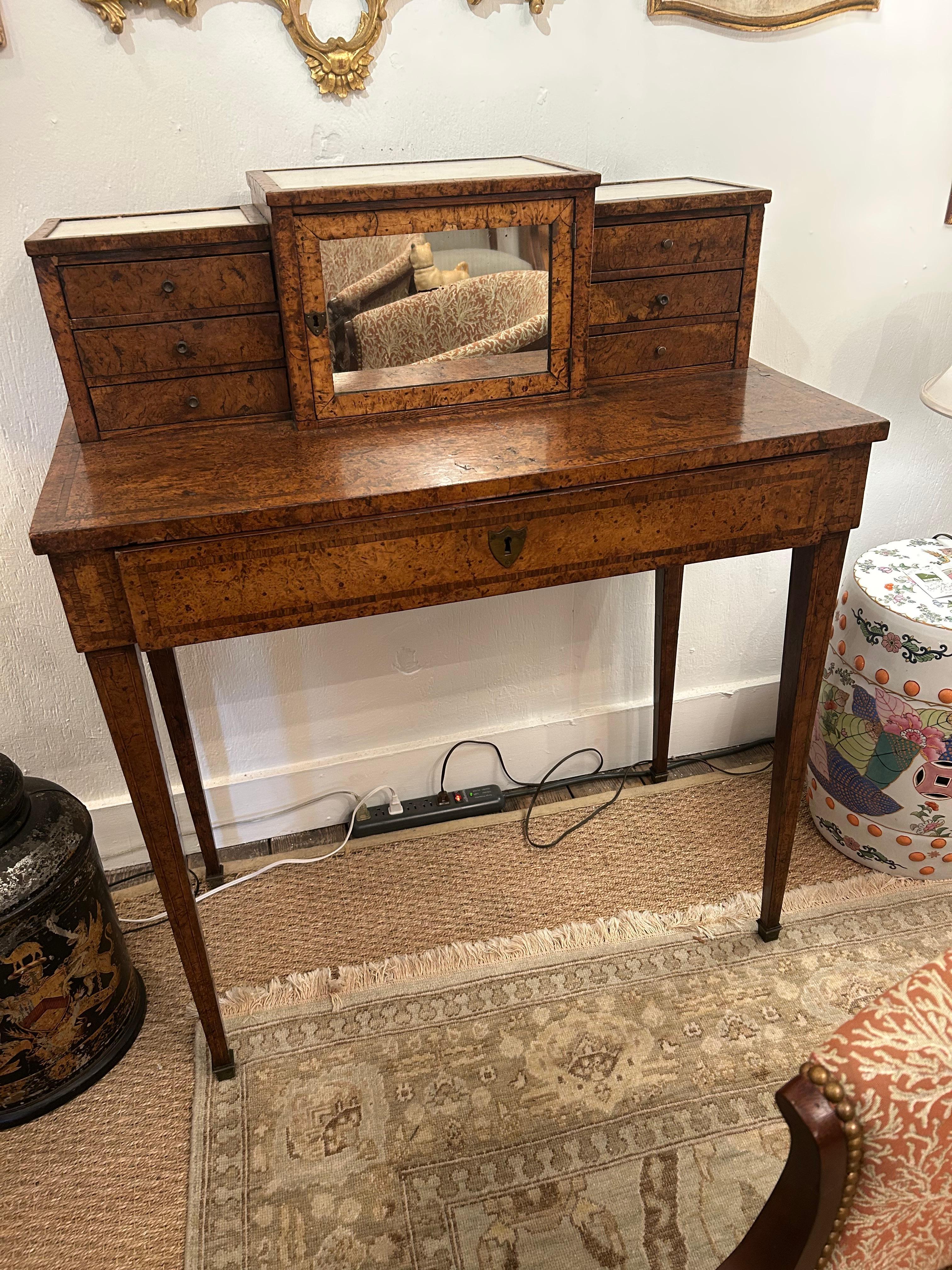 Lovely Antique Burl & Marble Dressing Table Desk For Sale 8