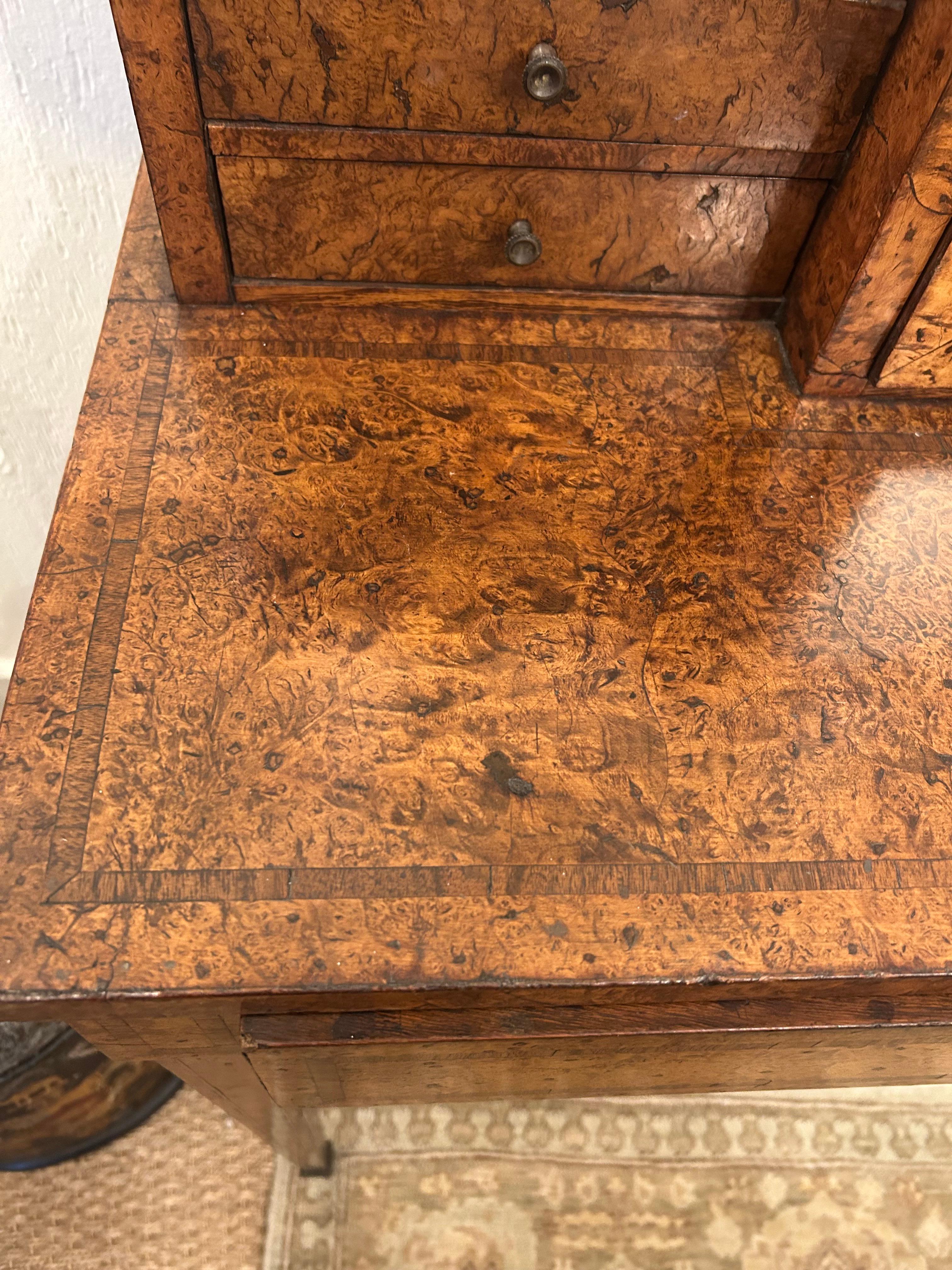 Lovely Antique Burl & Marble Dressing Table Desk For Sale 2