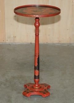 LOVELY ANTiQUE CHINESE CHINOISERIE LACQUERED & HAND PAINTED SIDE LAMP WINE TABLE