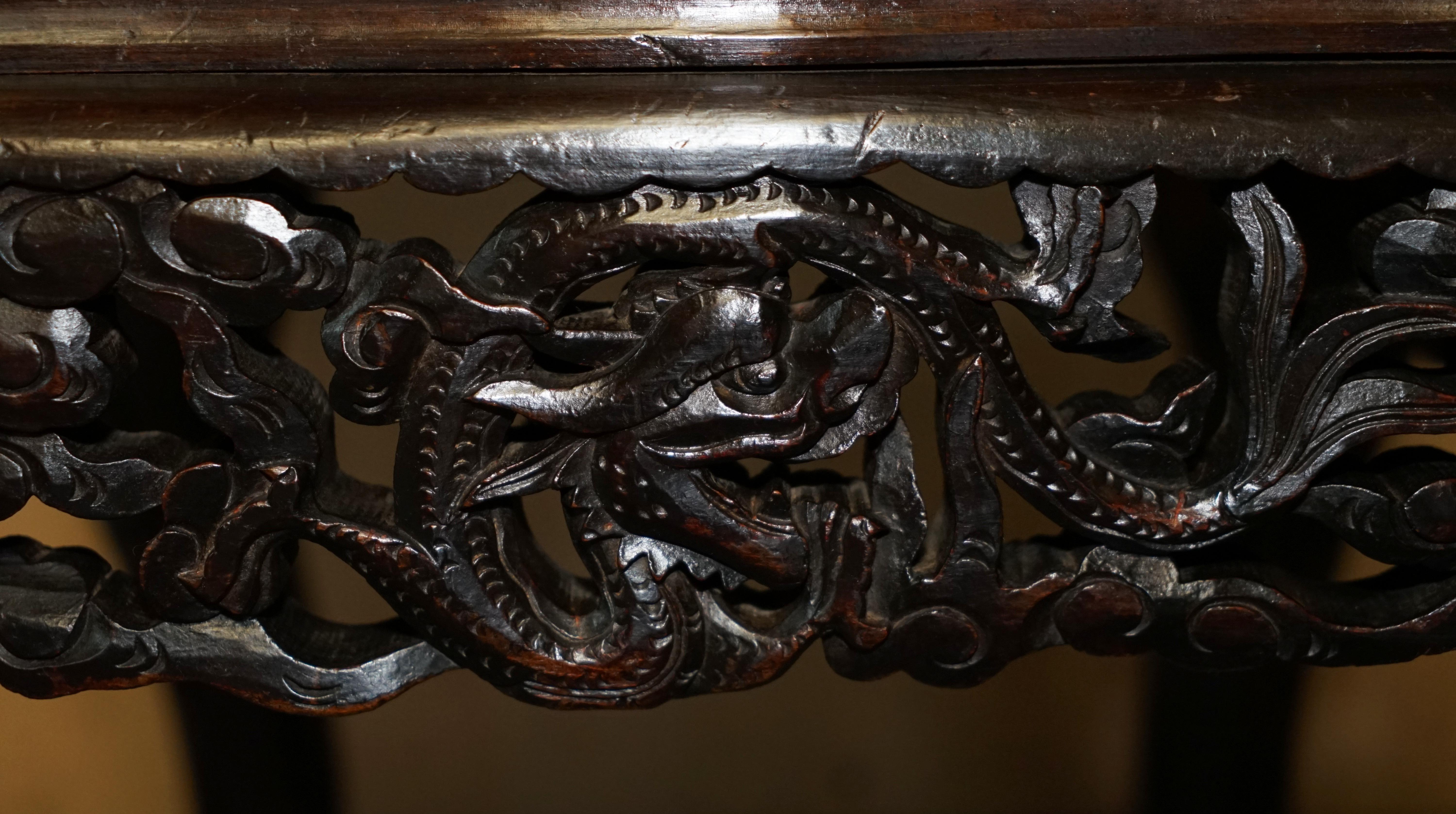 Lovely Antique Chinese Export 1920 Qing Dynasty Carved Dragon Throne Armchair For Sale 8