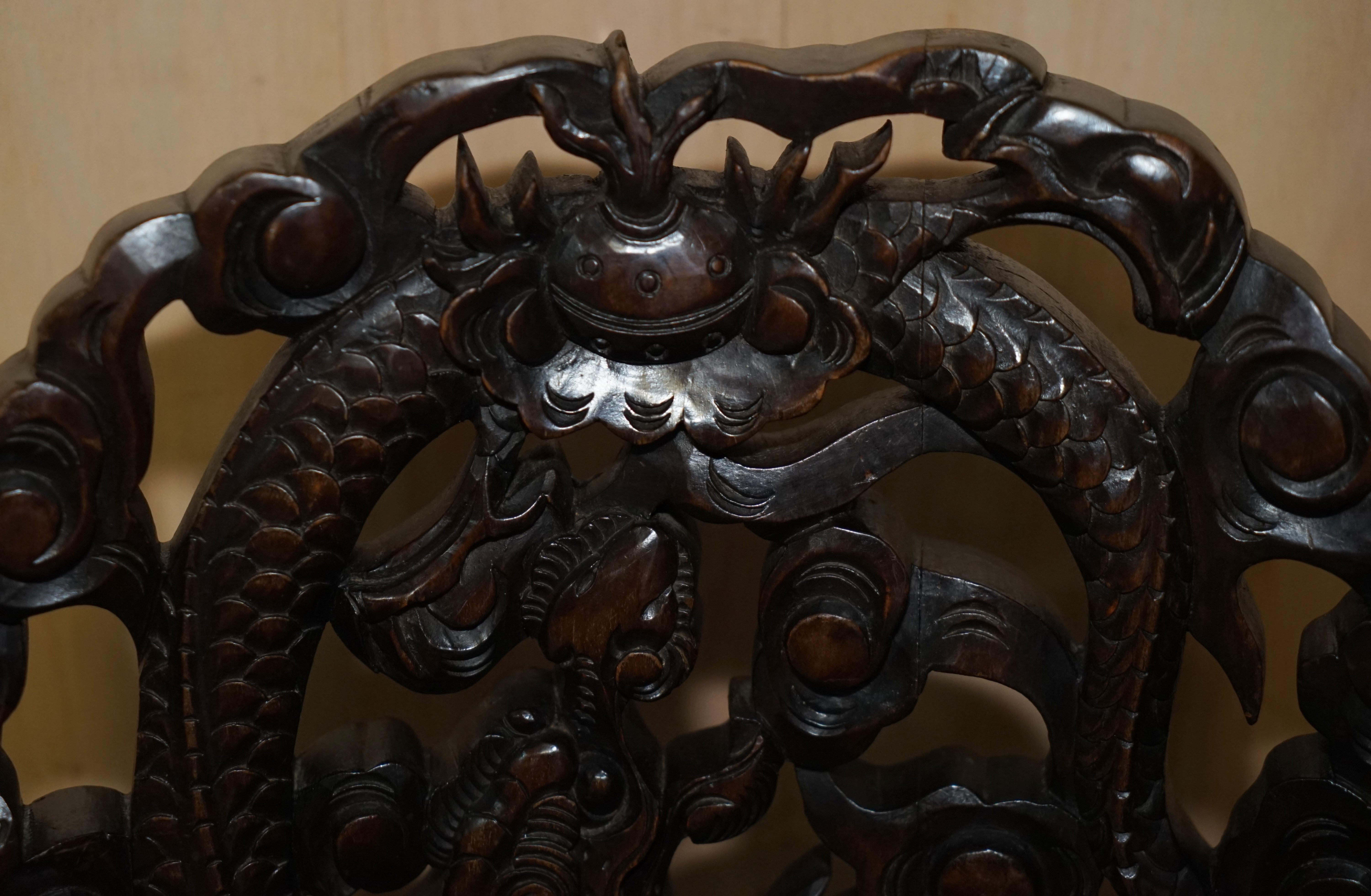 Hand-Crafted Lovely Antique Chinese Export 1920 Qing Dynasty Carved Dragon Throne Armchair For Sale
