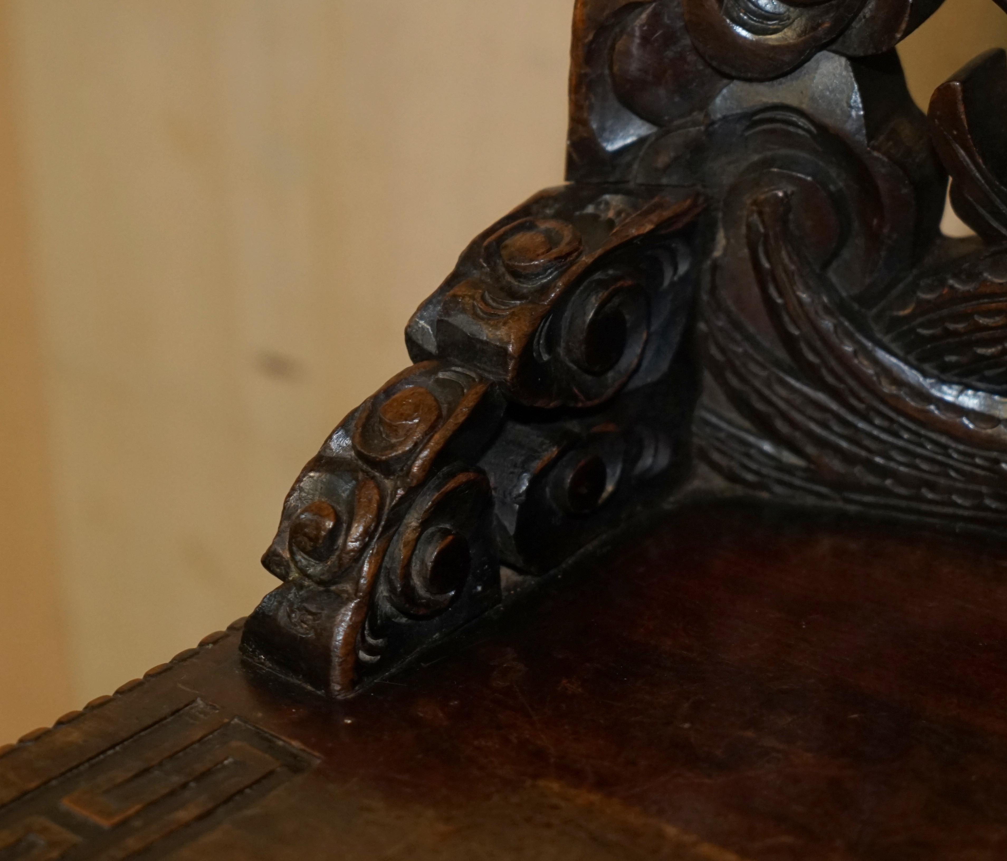 Lovely Antique Chinese Export 1920 Qing Dynasty Carved Dragon Throne Armchair For Sale 1