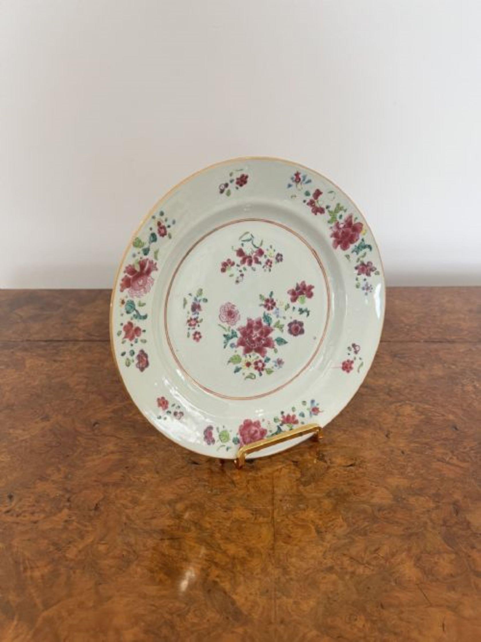 19th Century Lovely antique Chinese Famille Rose porcelain plate  For Sale