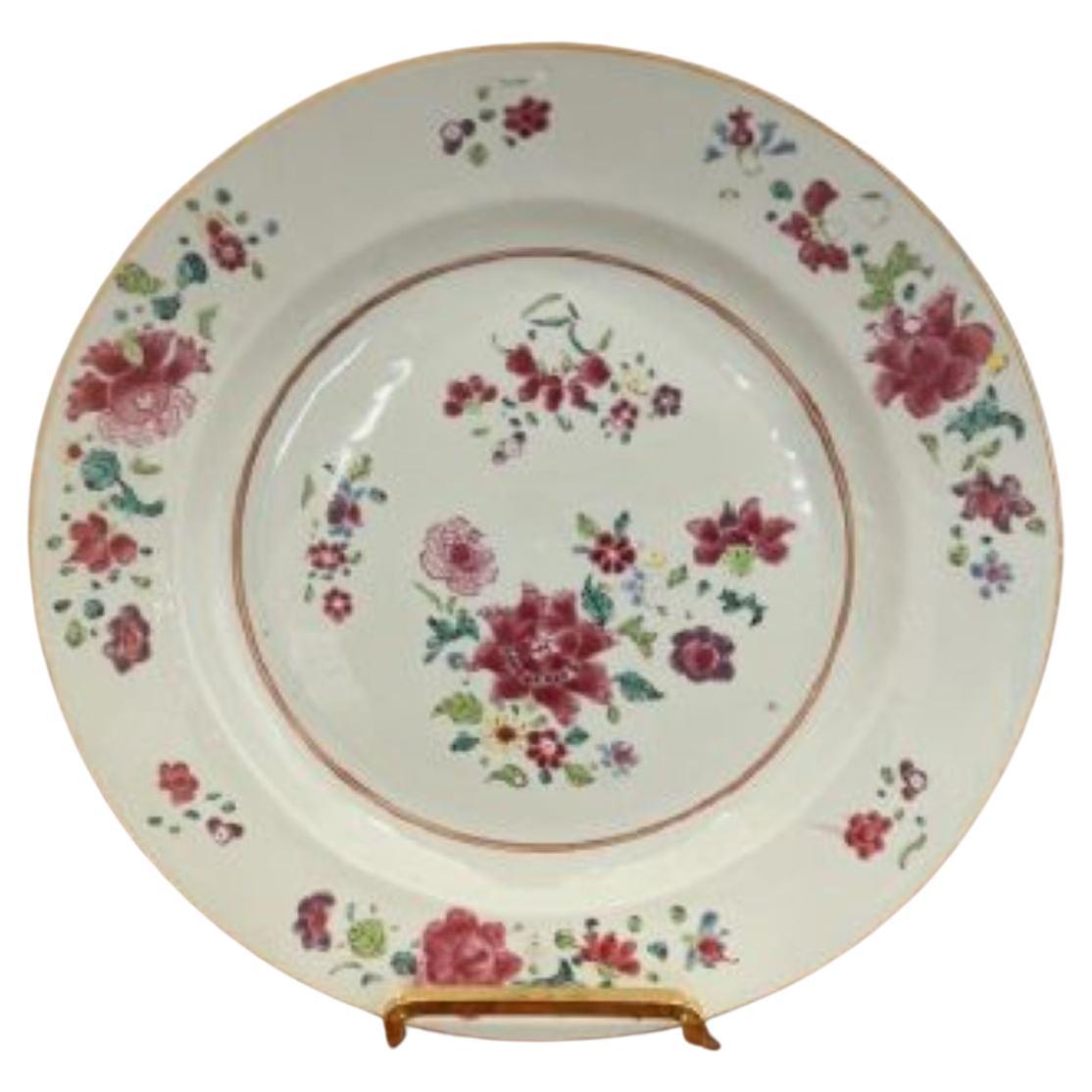 Lovely antique Chinese Famille Rose porcelain plate  For Sale