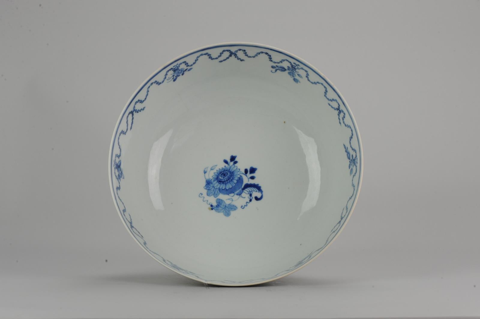 Lovely Antique Chinese Qianlong Period Blue & White Punch Bowl Qing Dynasty 2