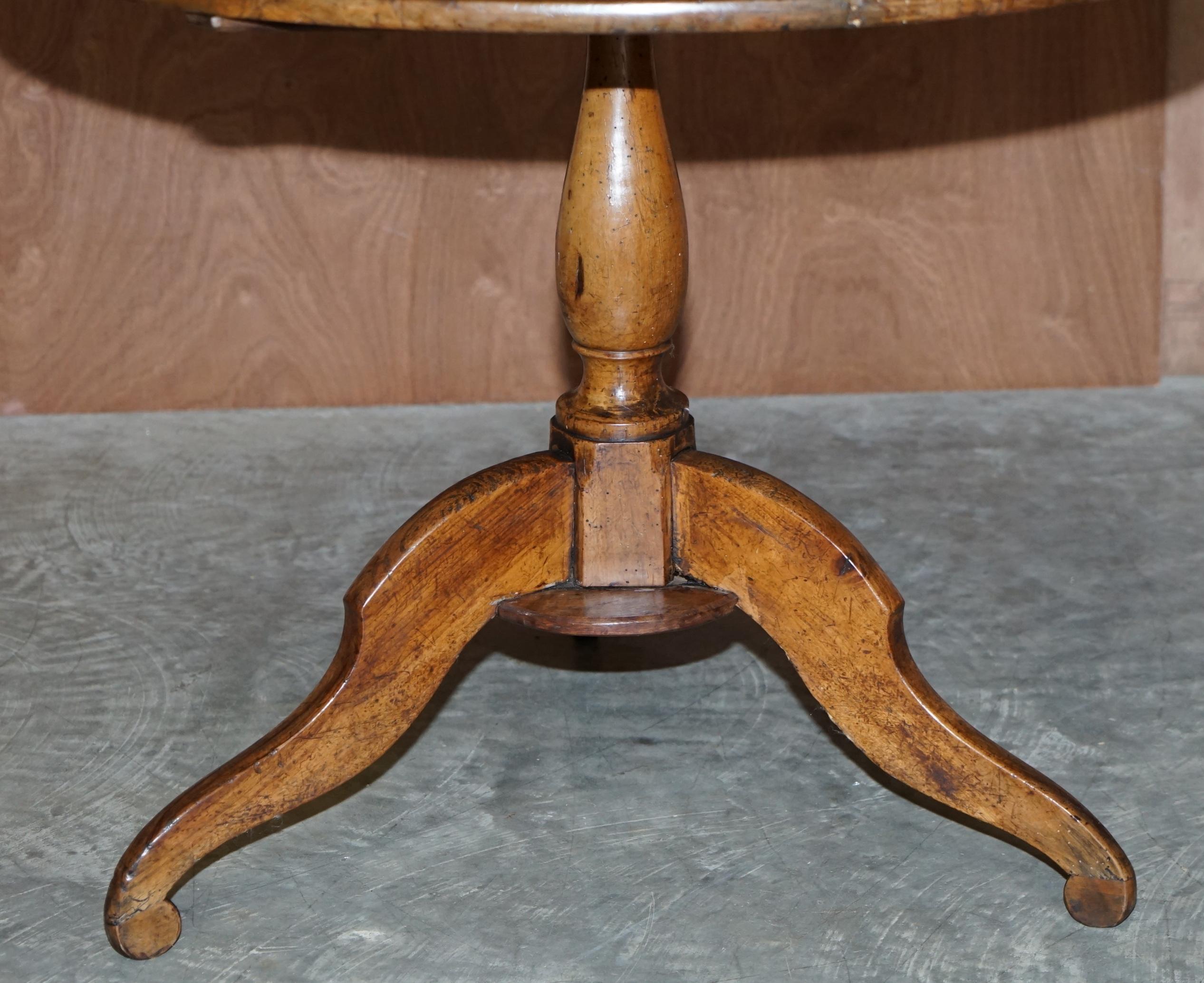 Lovely Antique circa 1860-1880 Fruitwood Cricket Table Three Plank Tilt Top 2