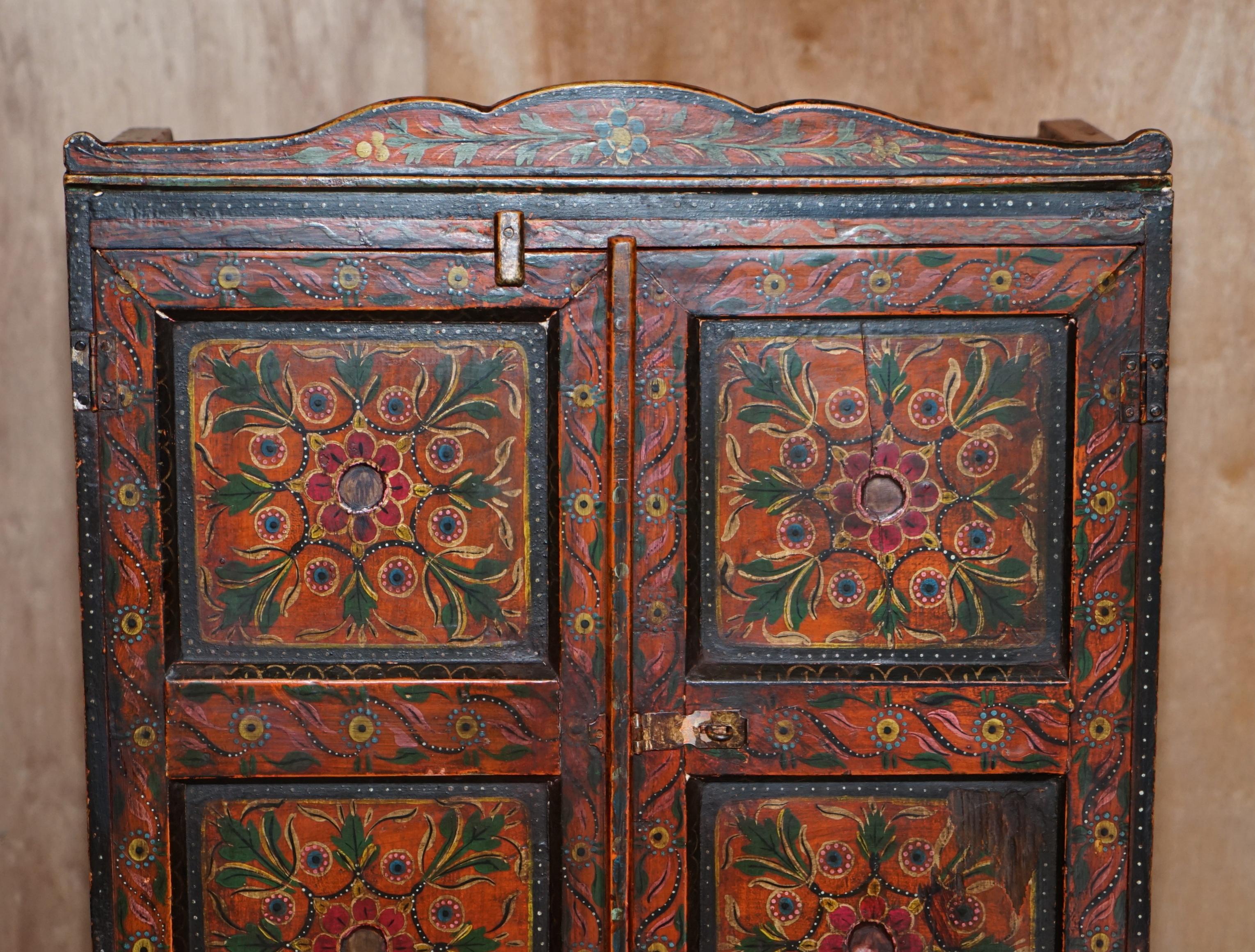 European Lovely Antique circa 1860 Hand Painted East Europeon Side Cupboard Cabinet For Sale