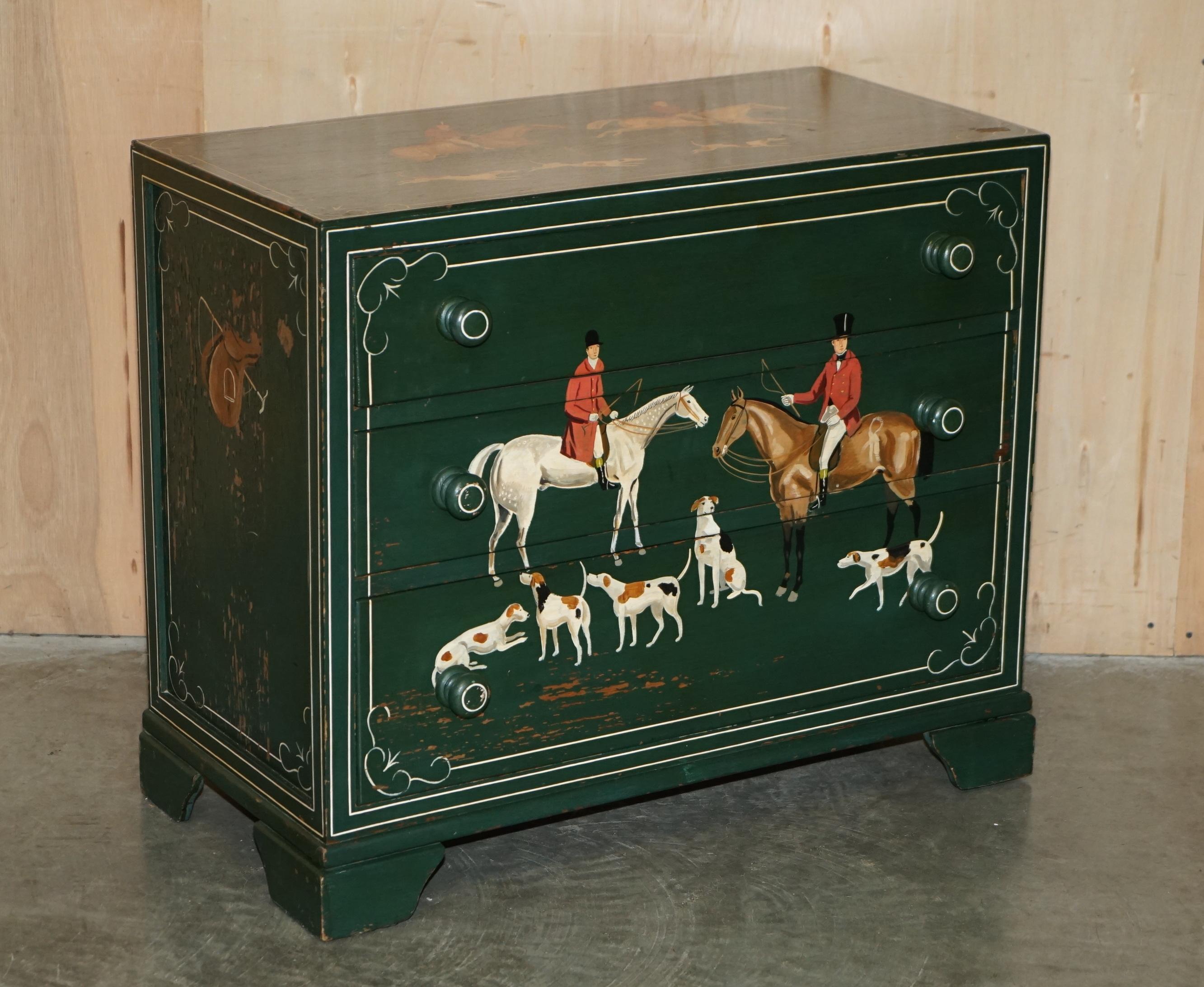 Royal House Antiques

Royal House Antiques is delighted to offer for sale this stunning original circa 1900 hand painted chest of drawers depicting rather noble looking horses with their riders

Please note the delivery fee listed is just a guide,