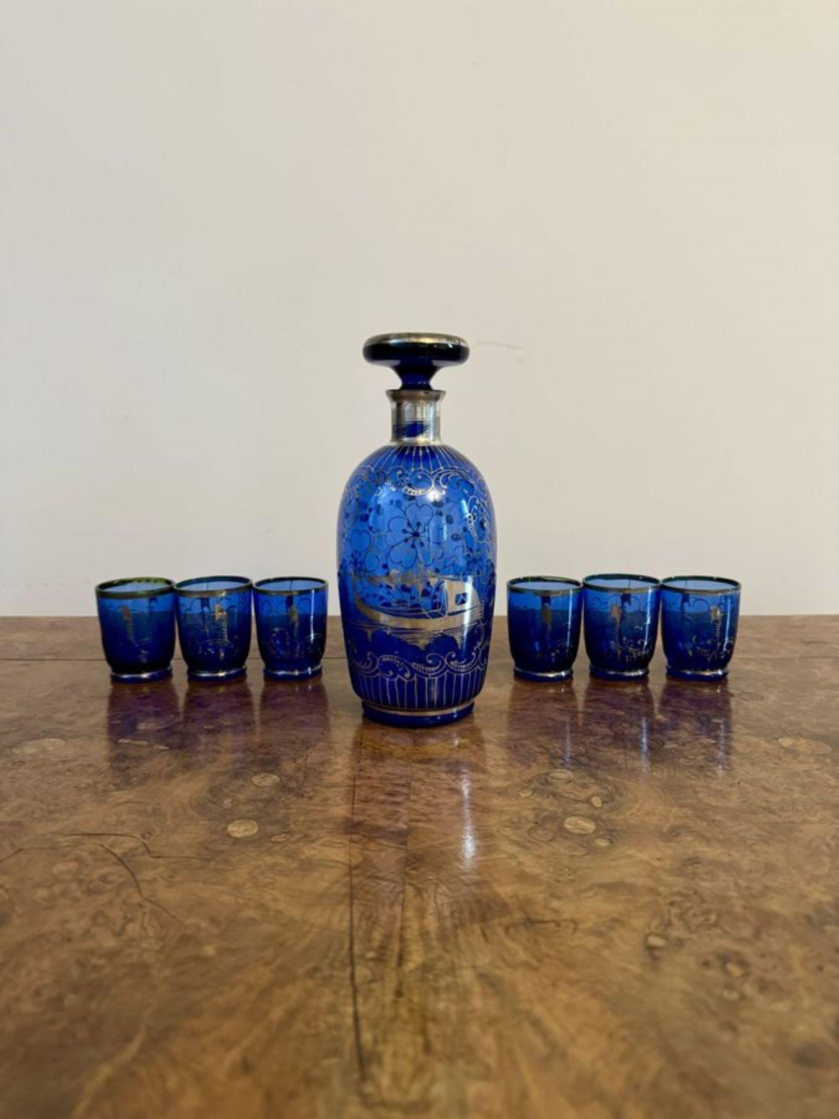 Lovely antique decanter and liqueur glass set  In Good Condition For Sale In Ipswich, GB