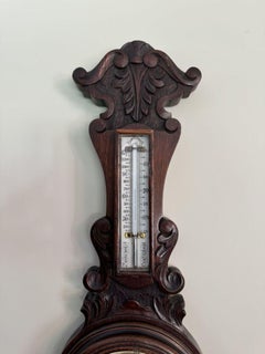 Lovely antique Edwardian carved oak aneroid barometer