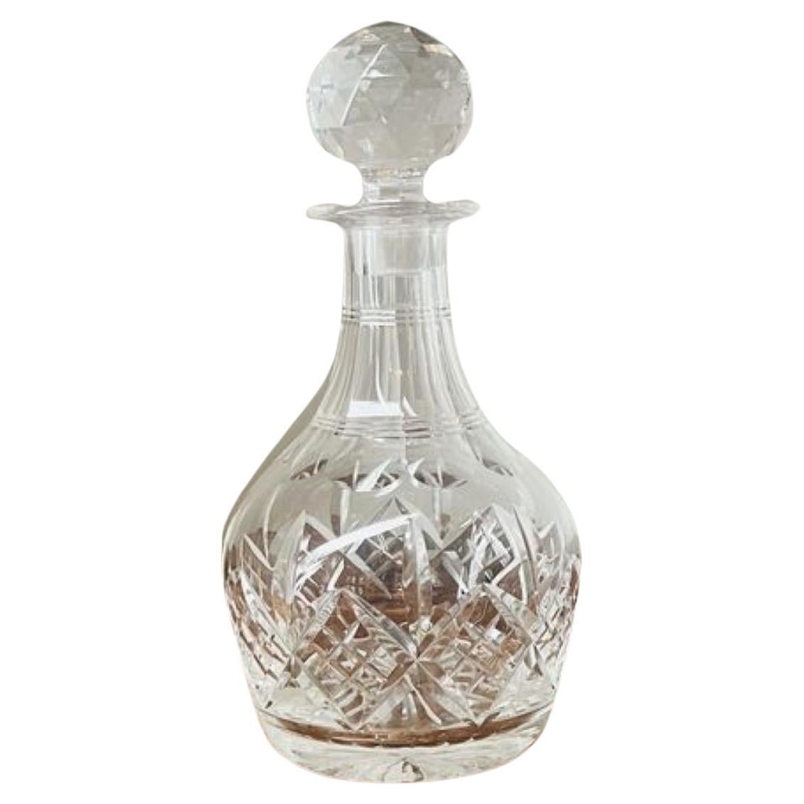 Lovely antique Edwardian cut glass decanter  For Sale