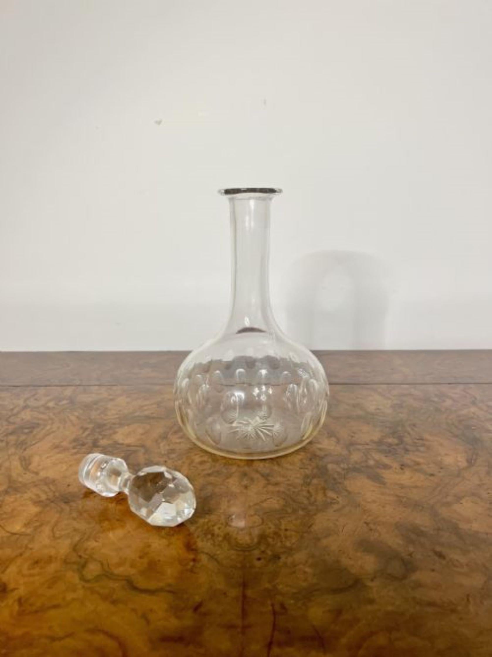 Lovely antique Edwardian glass decanter In Good Condition For Sale In Ipswich, GB