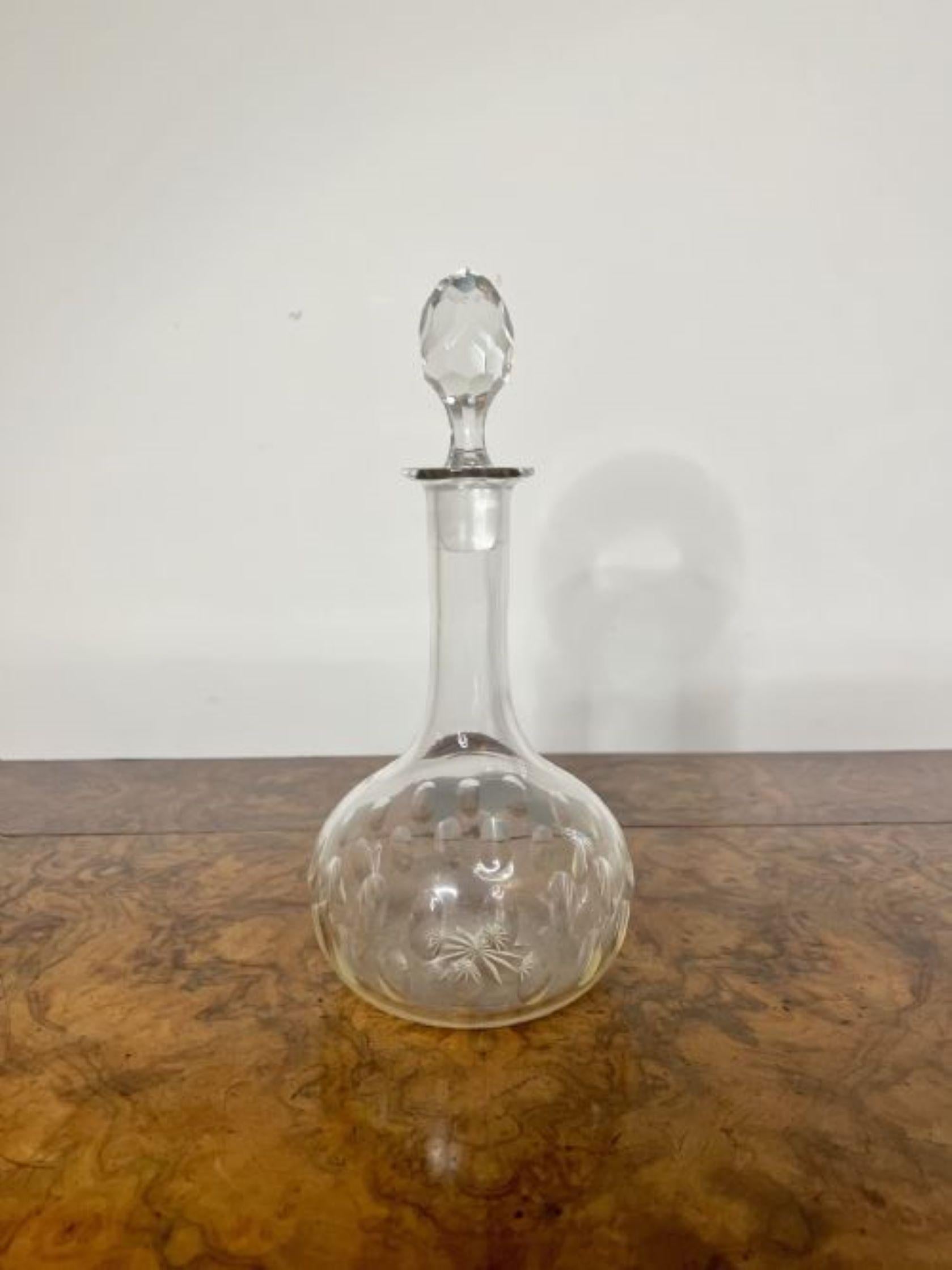 20th Century Lovely antique Edwardian glass decanter For Sale
