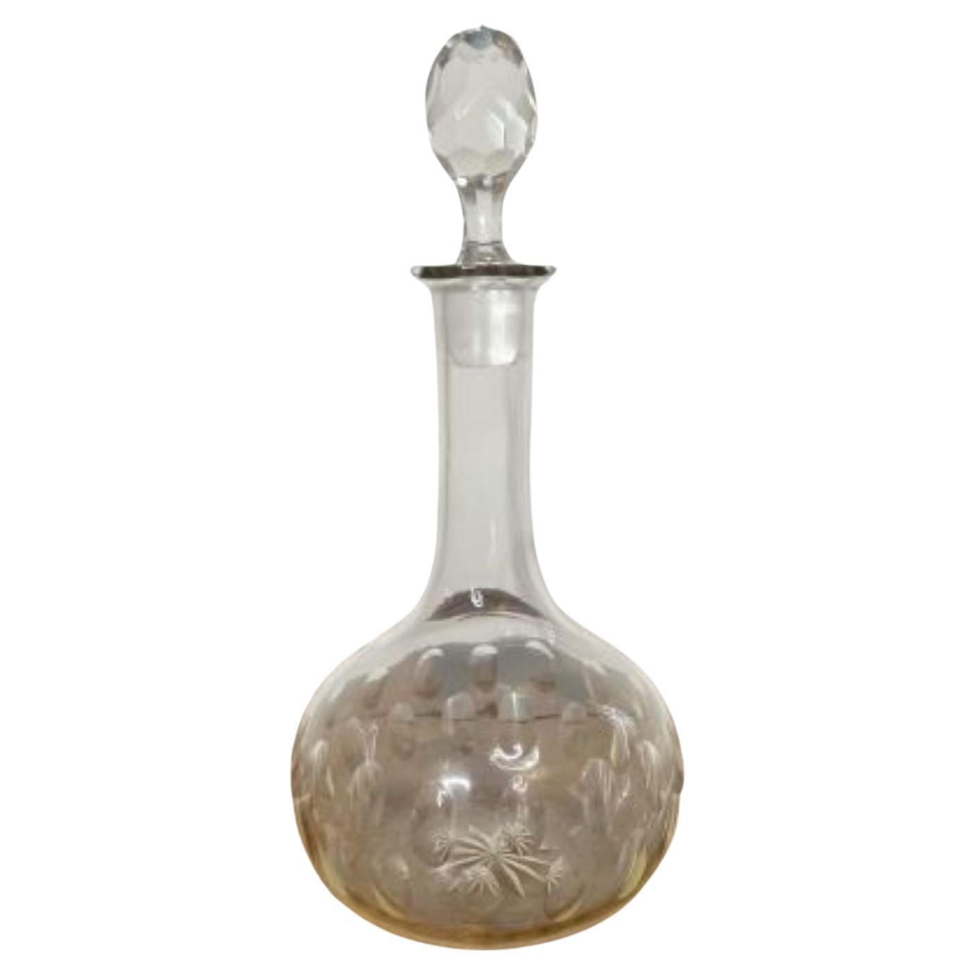 Lovely antique Edwardian glass decanter For Sale