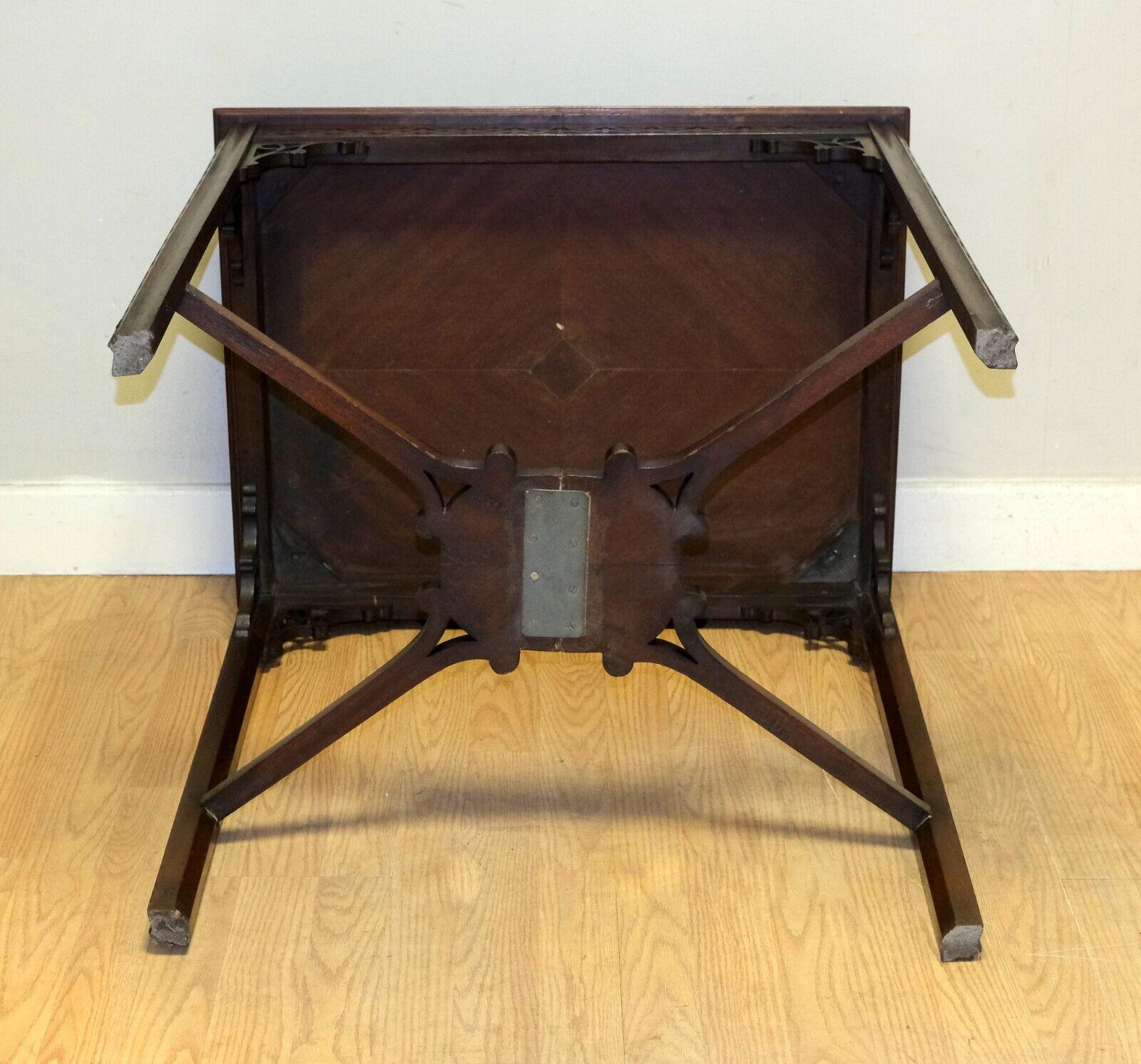 LOVELY ANTIQUE EDWARDIAN HARDWOOD SiDE TABLE STRAIGHT LEGS & CARVING For Sale 3