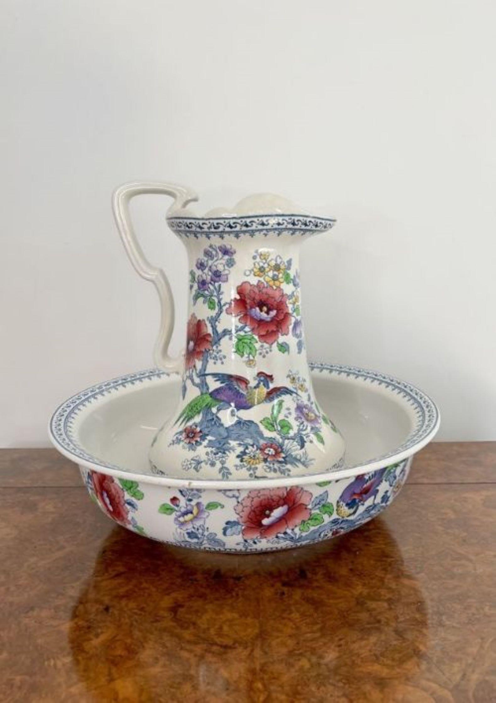 Ceramic Lovely antique Edwardian jug and bowl set  For Sale