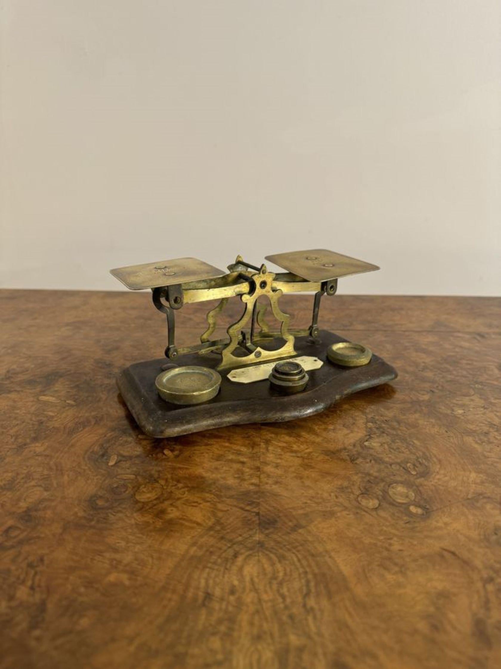 20th Century Lovely antique Edwardian postal scales & weights For Sale