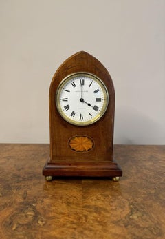 Lovely antique Edwardian quality mahogany inlaid satinwood mantle clock