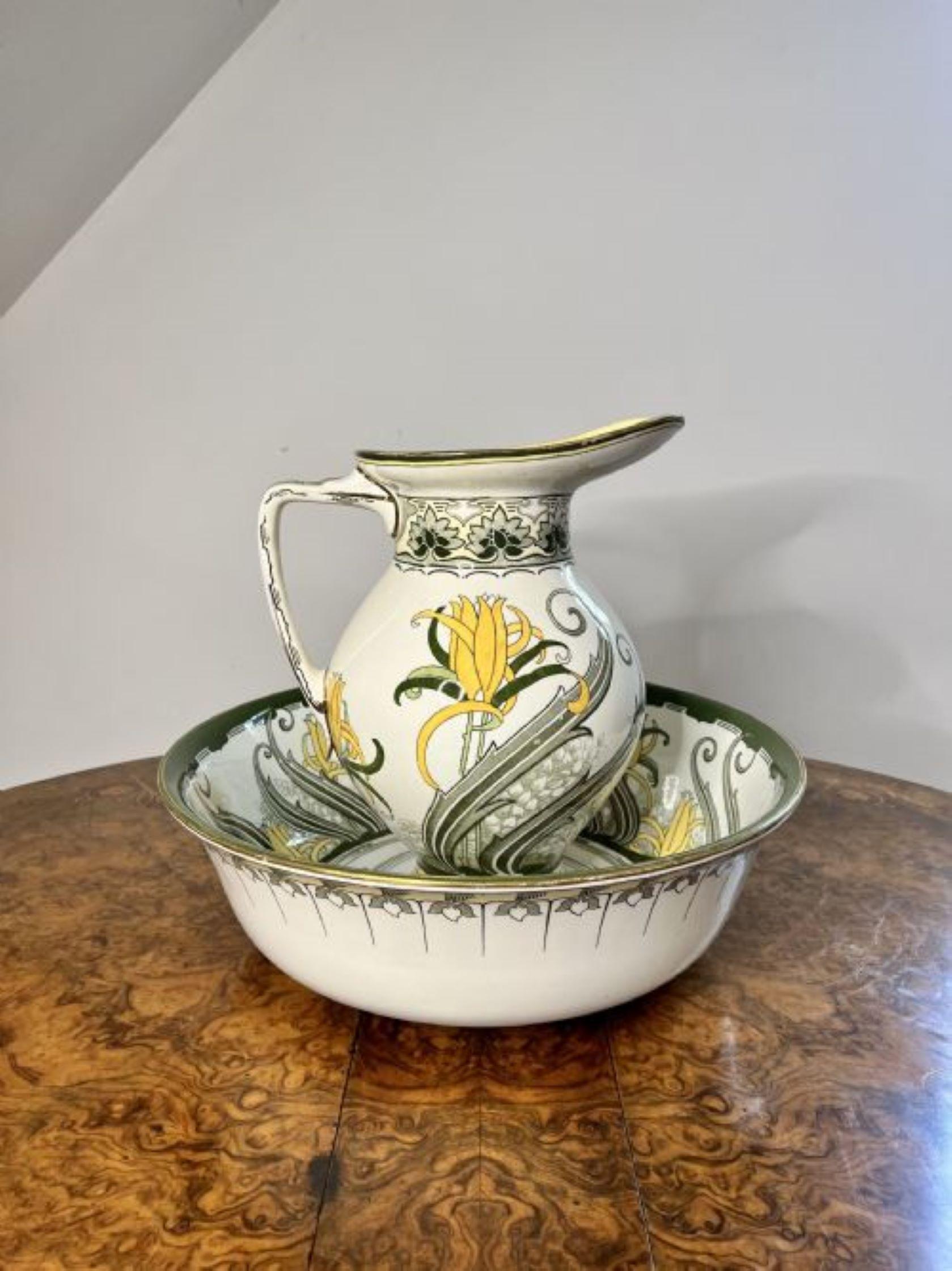 Ceramic Lovely antique Edwardian Royal Dolton jug and bowl set  For Sale