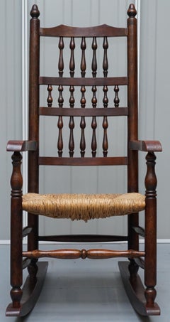Lovely Antique Elm Victorian William Morris Sussex Chair Style Rocking Armchair