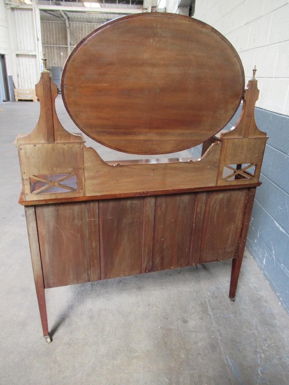 Hand-Crafted Lovely Antique English 19th C. inlaid flame mahogany Dressing Table or Vanity For Sale