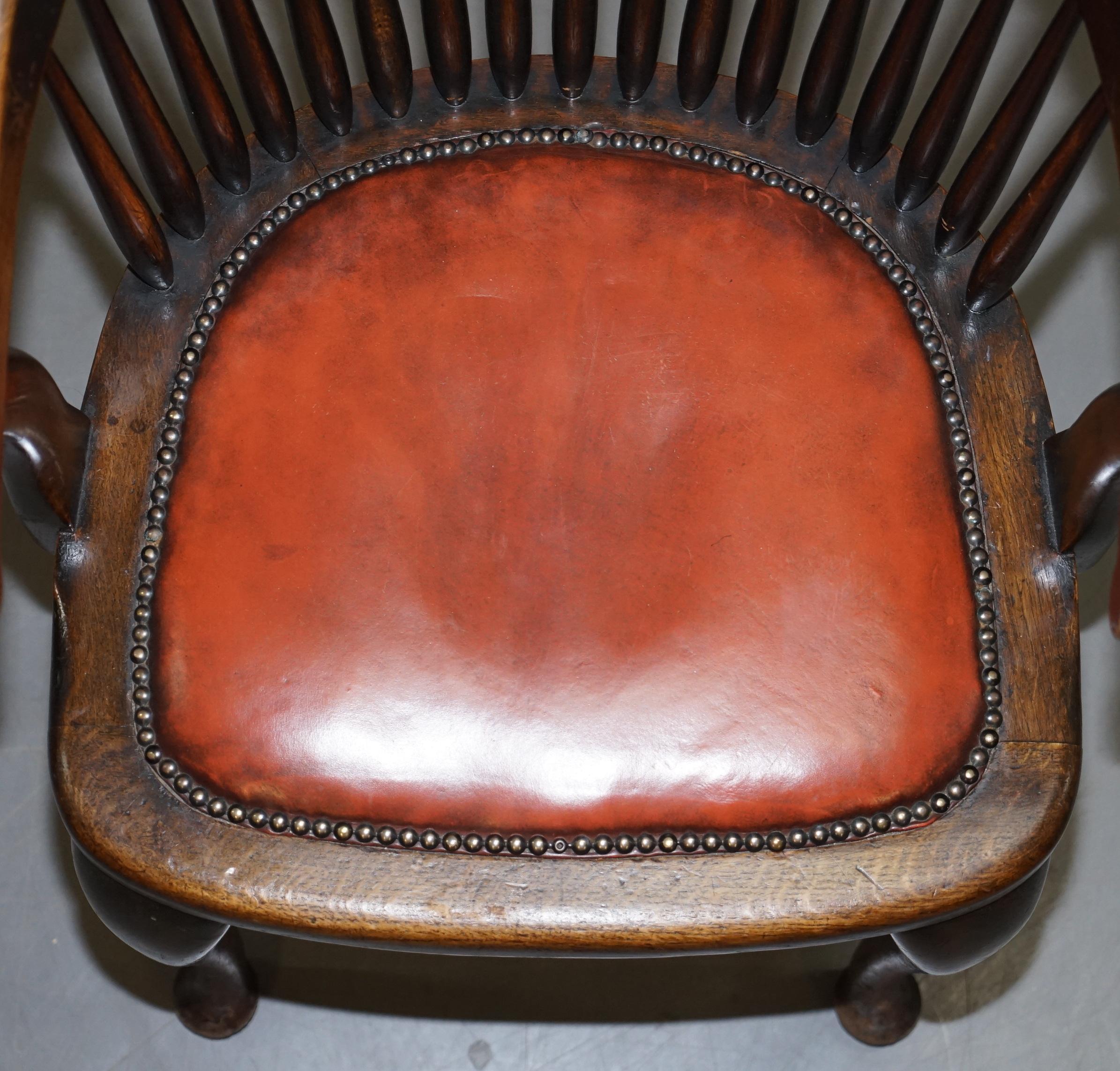 Hand-Crafted Lovely Antique English Edwardian Ralph Johnson Oak Captains Office Desk Armchair For Sale