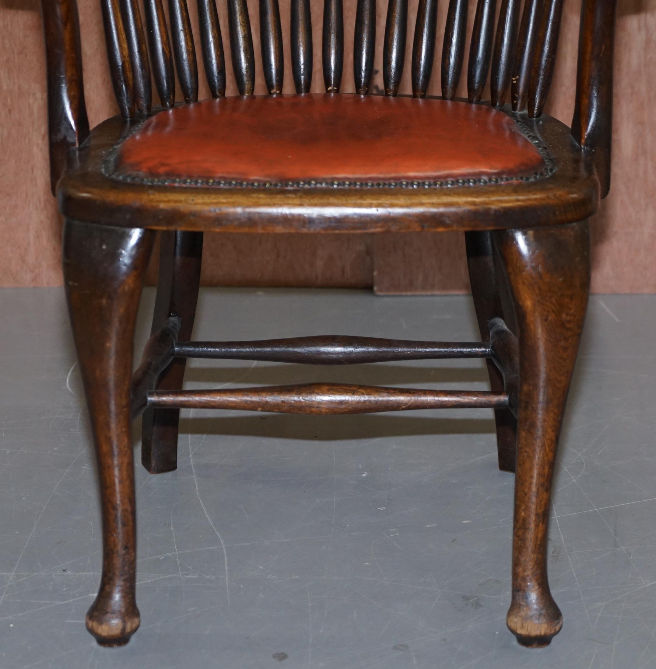 Lovely Antique English Edwardian Ralph Johnson Oak Captains Office Desk Armchair For Sale 1
