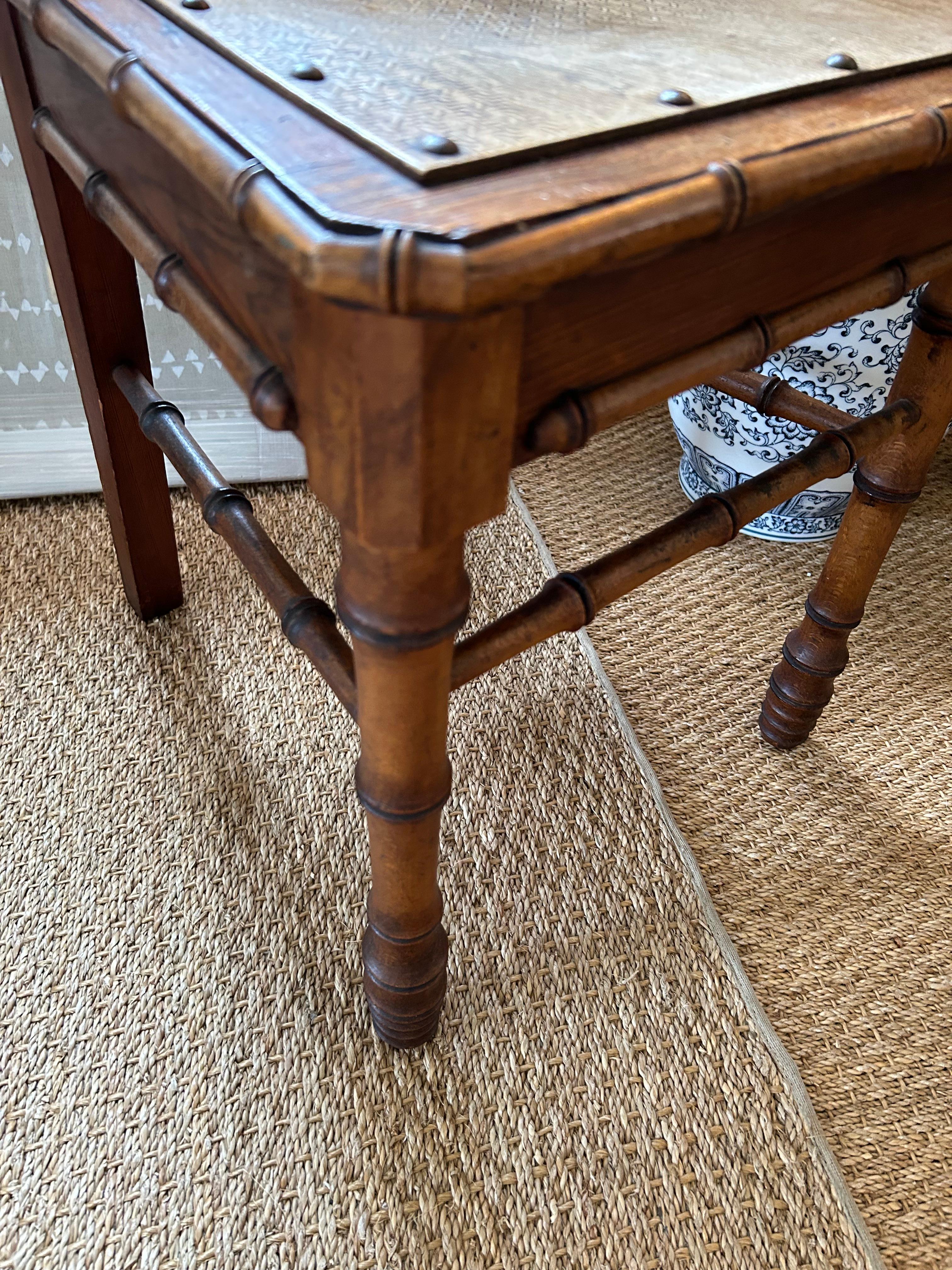 Lovely Antique English Faux Bamboo Hall Side Chair For Sale 7