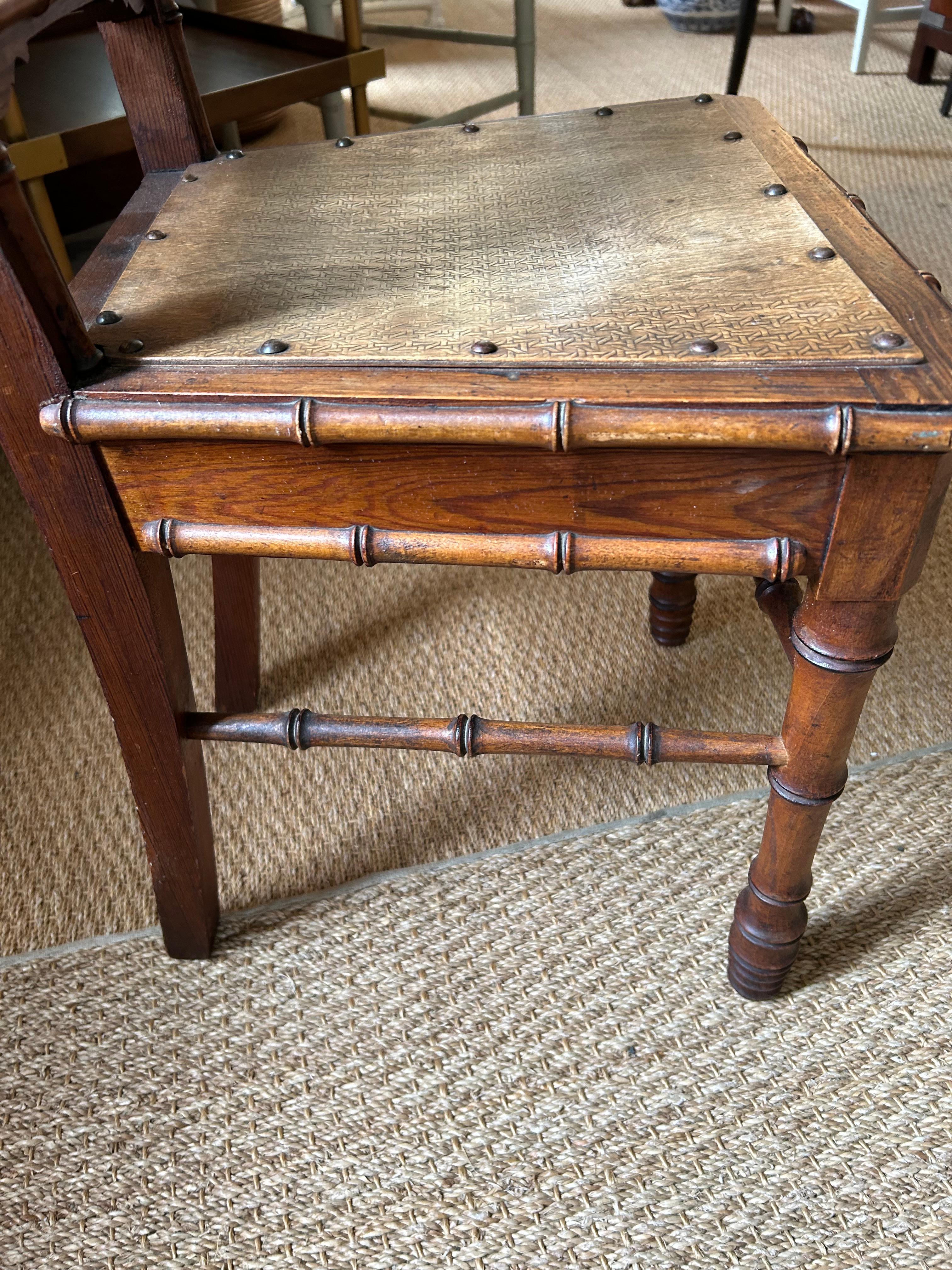Lovely Antique English Faux Bamboo Hall Side Chair For Sale 9