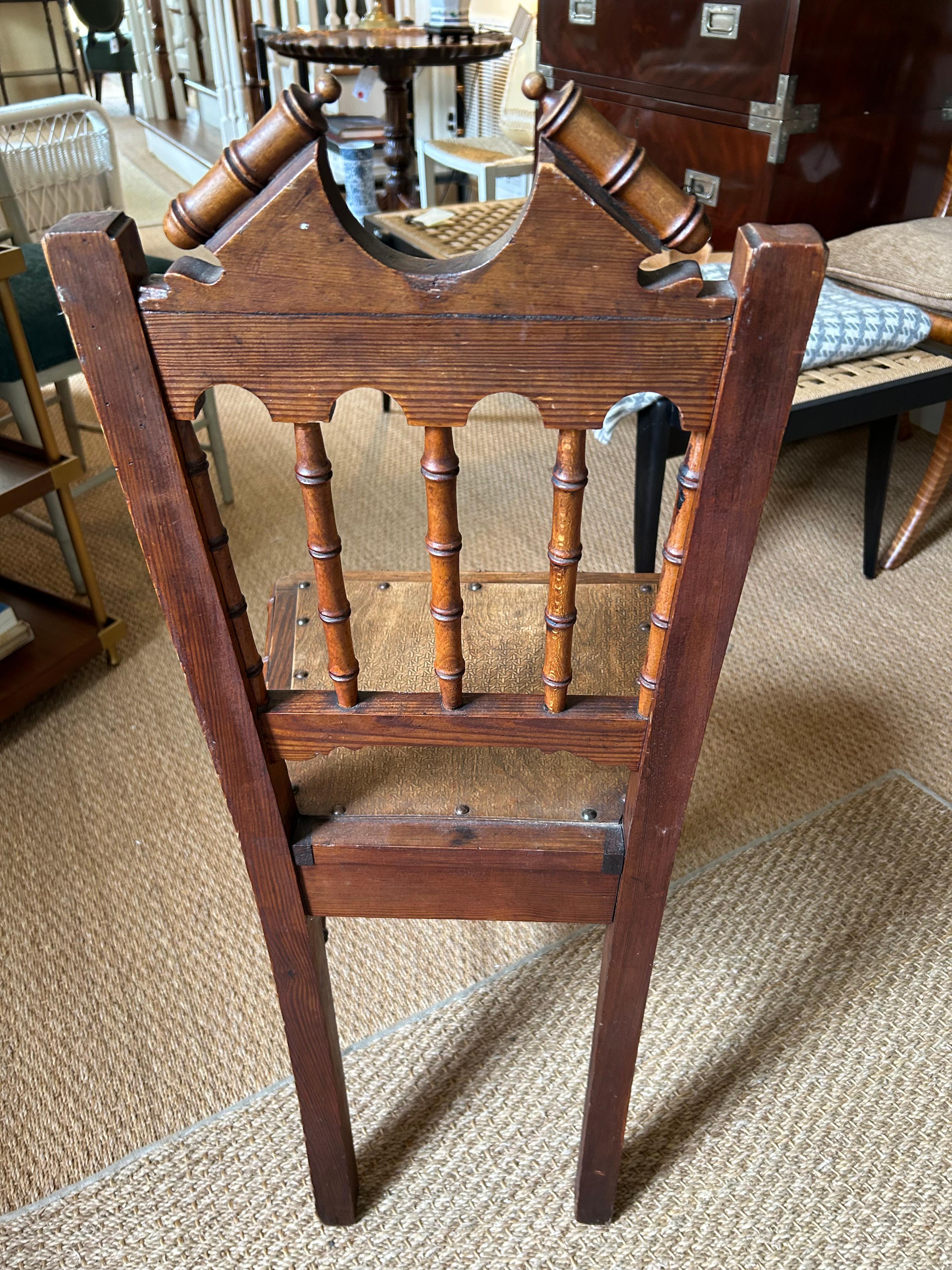 Lovely Antique English Faux Bamboo Hall Side Chair For Sale 10