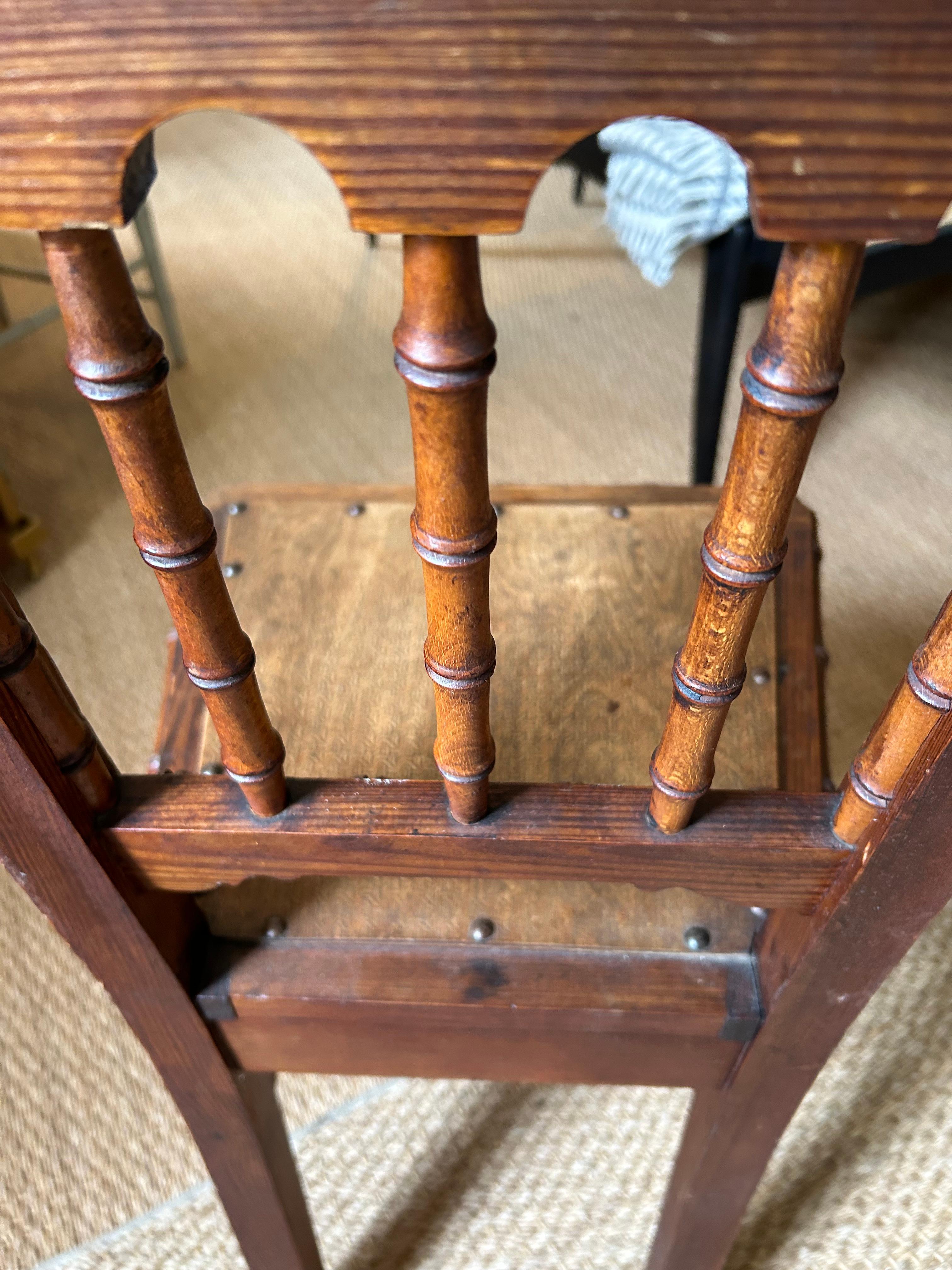 Lovely Antique English Faux Bamboo Hall Side Chair For Sale 5