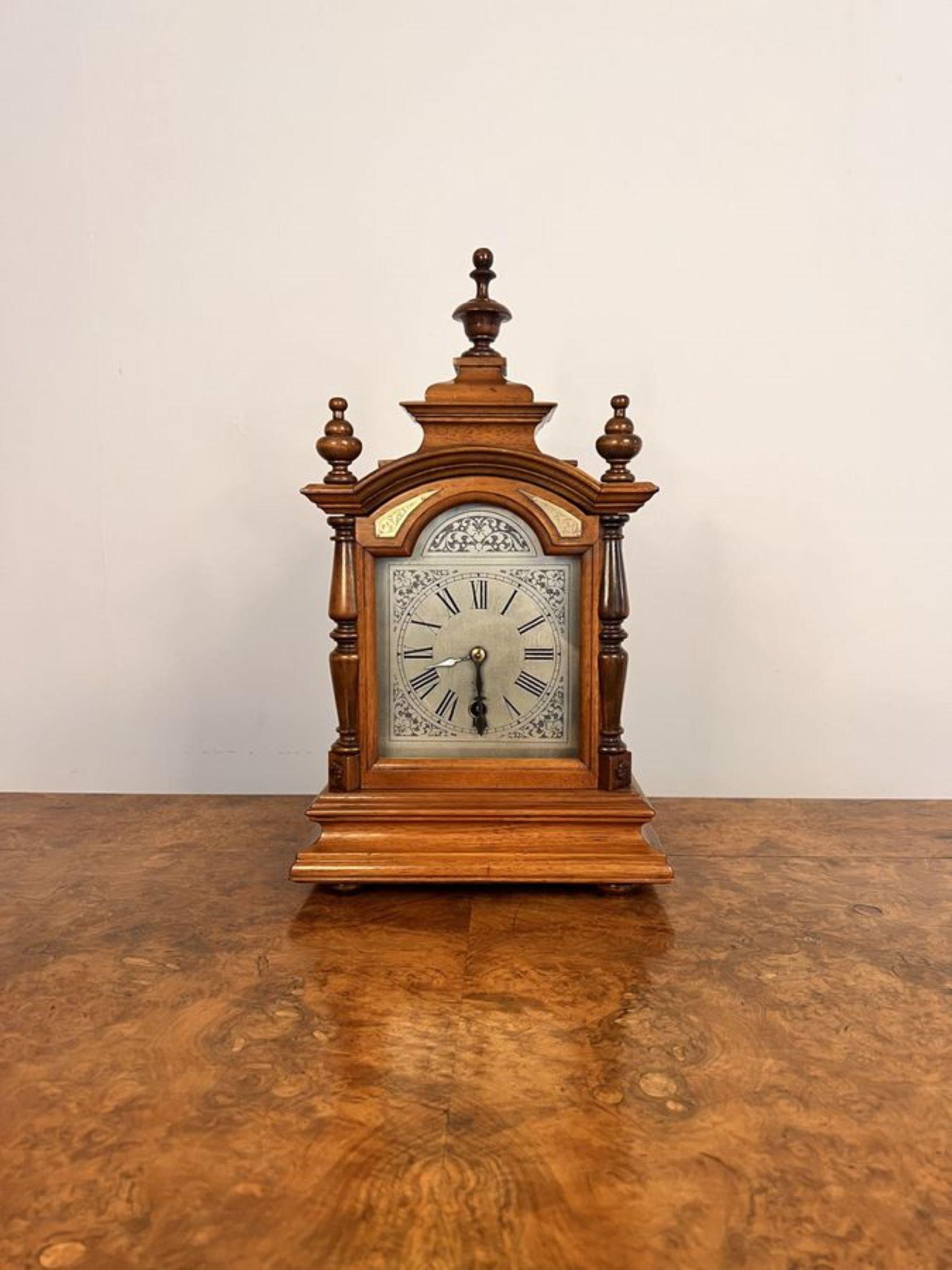 Walnut Lovely antique German Black Forest mantle clock  For Sale
