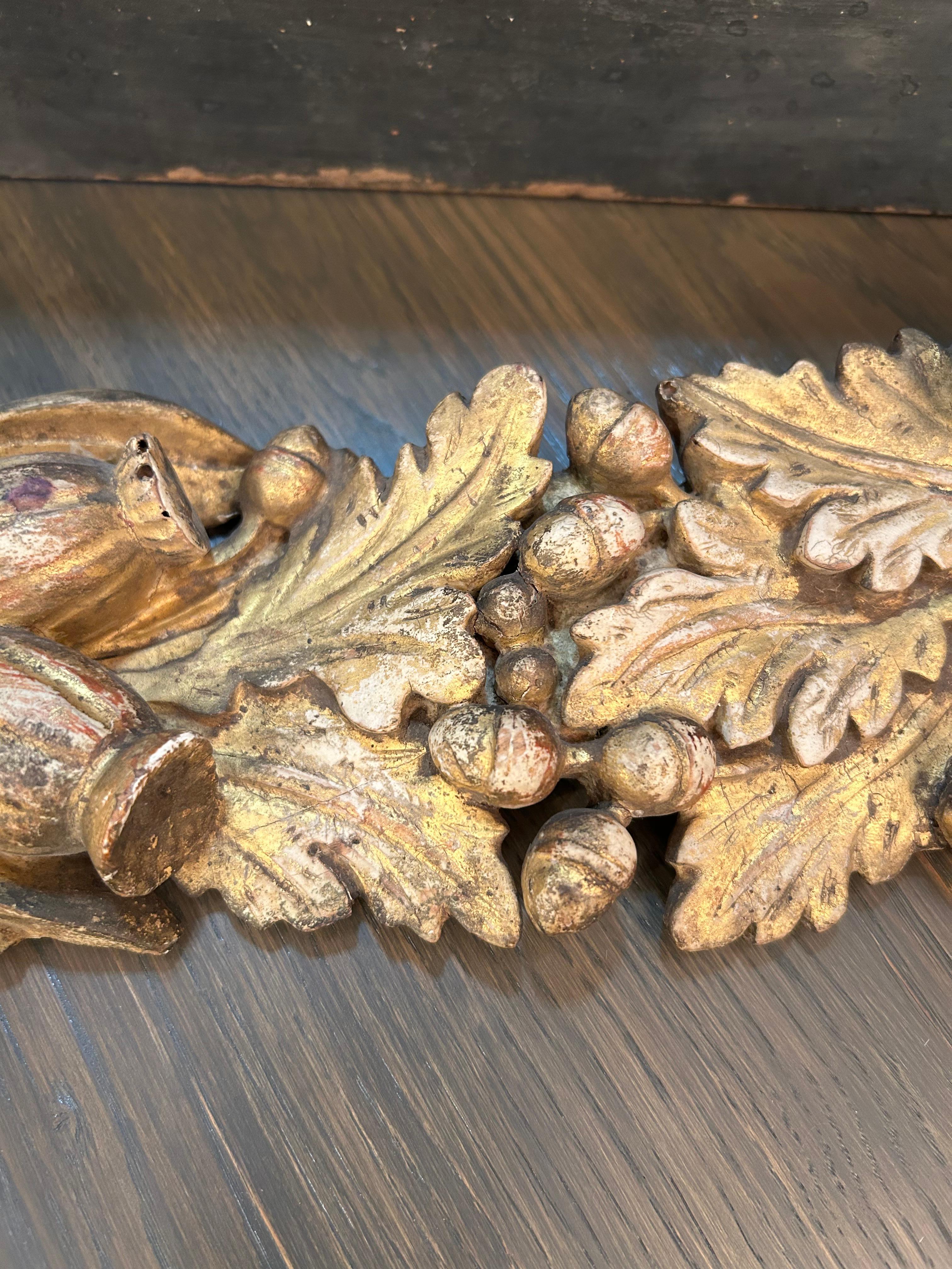 French Lovely Antique Giltwood Swag Adorned Wall Shelf Bracket For Sale