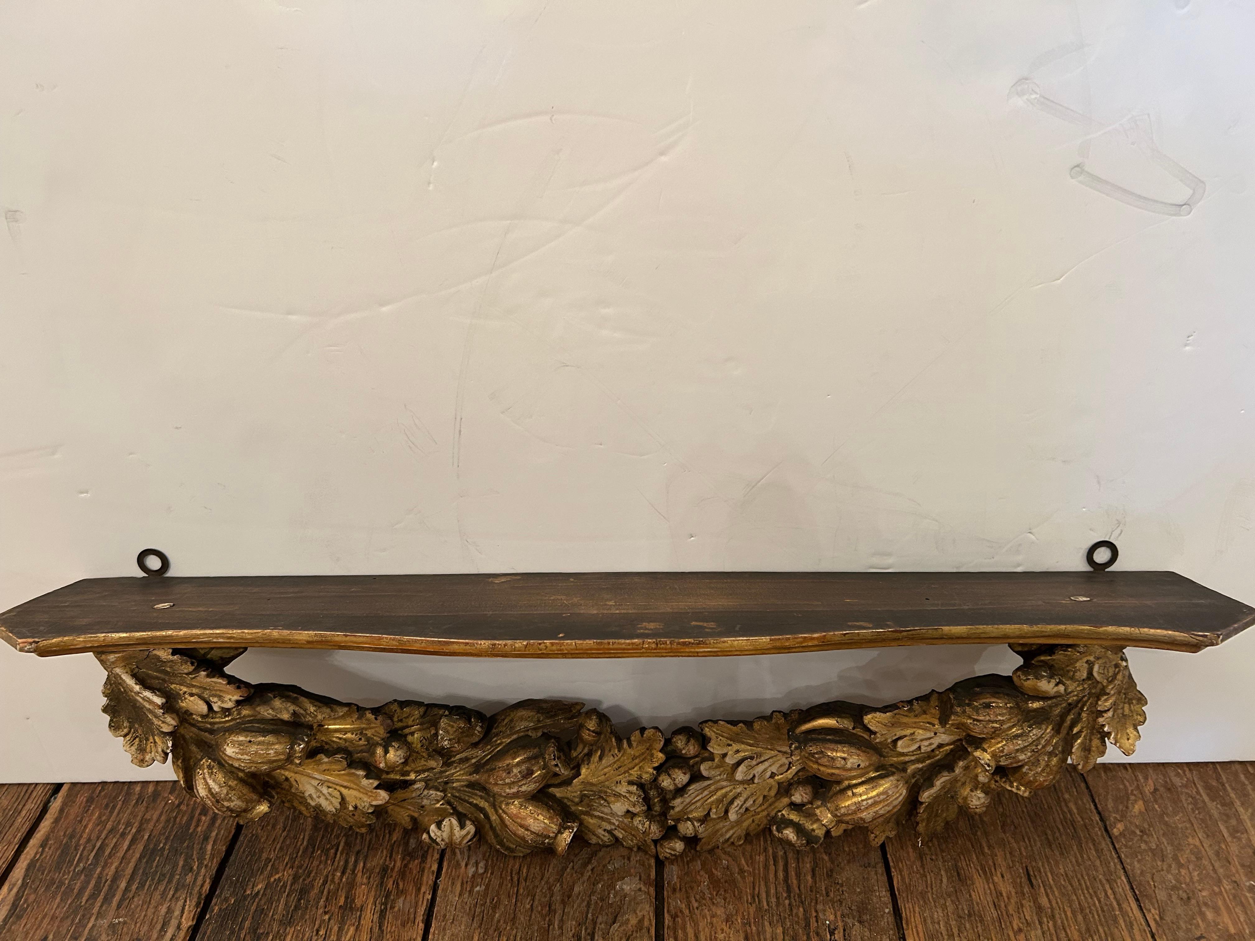 Lovely Antique Giltwood Swag Adorned Wall Shelf Bracket For Sale 1