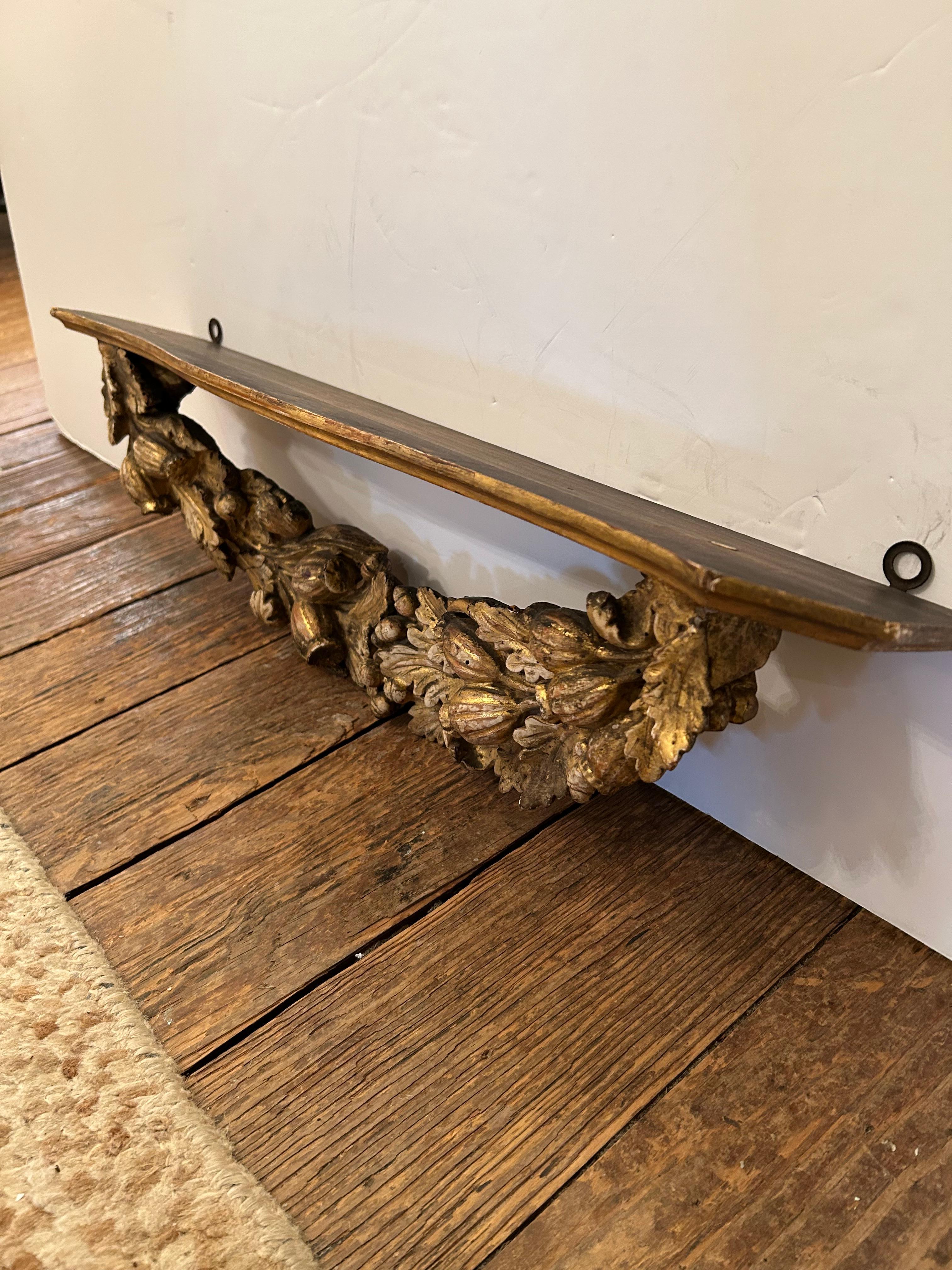 Lovely Antique Giltwood Swag Adorned Wall Shelf Bracket For Sale 2